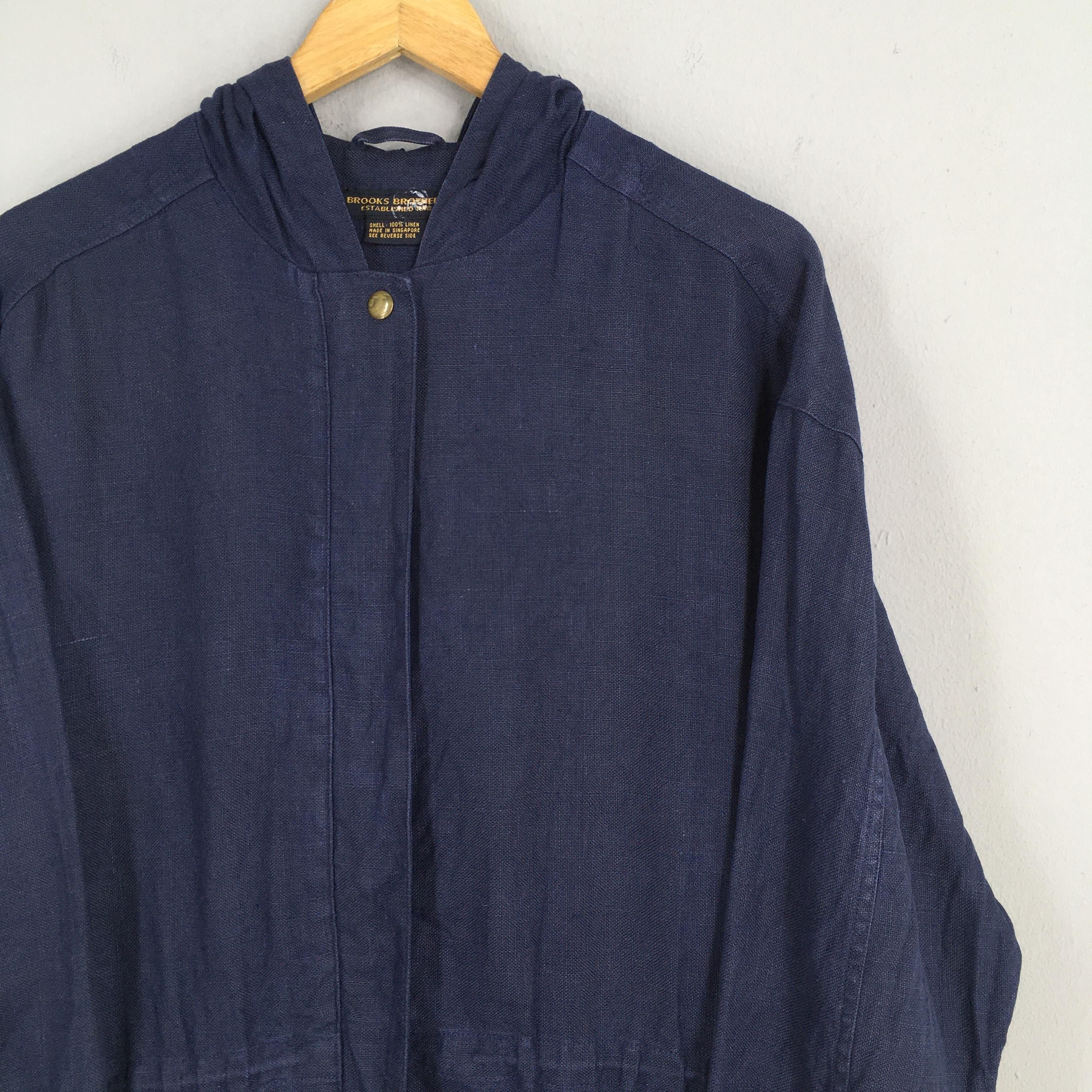 Brooks Brothers Vintage 90's Brooks Brothers Blue Parka Linen Jacket XSmall Size US XS / EU 42 / 0 - 2 Thumbnail