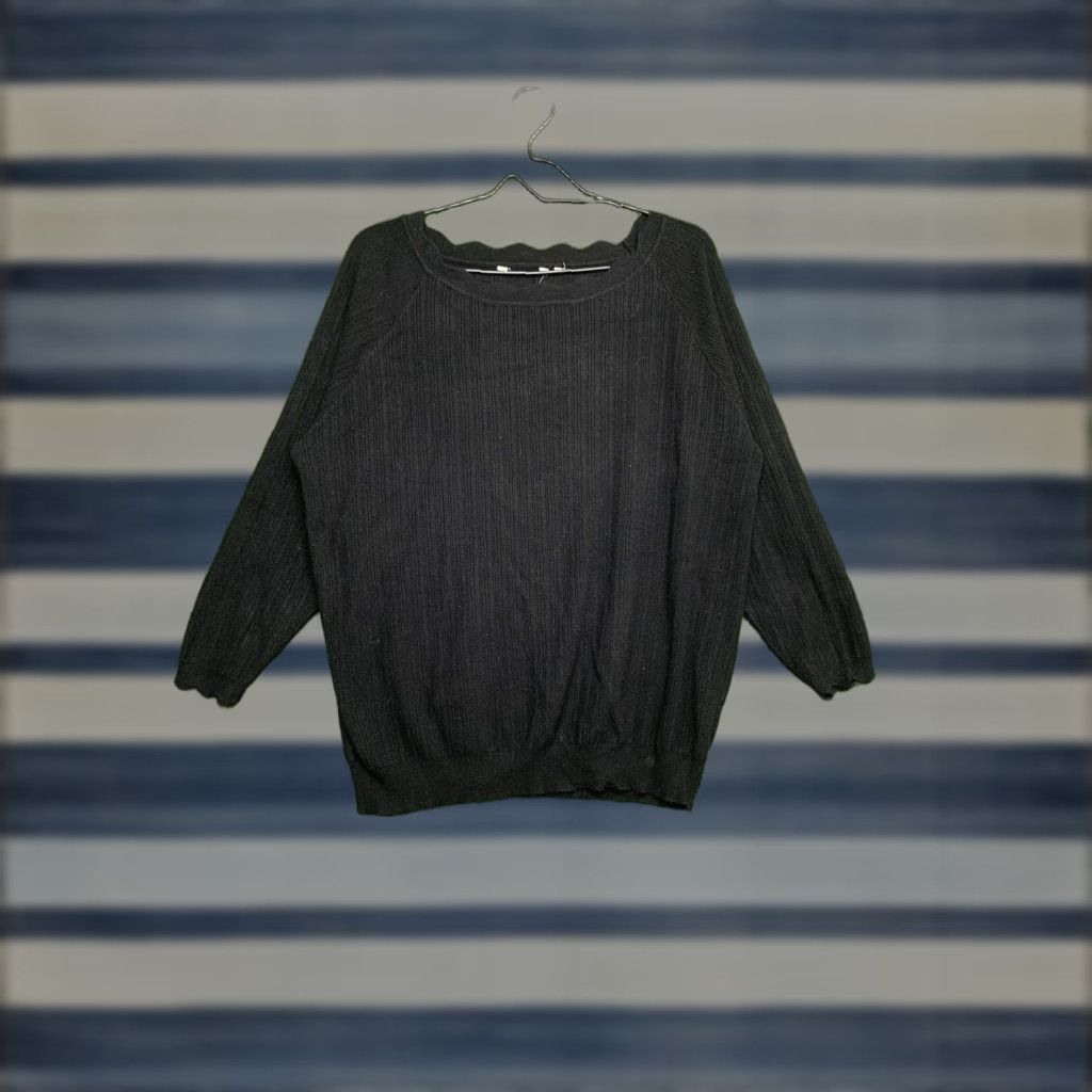 Soft Surroundings Soft Surroundings Womens Sweater XL Black Pullover Oversized Ribbed Brocante Y2K Size XL / US 12-14 / IT 48-50 - 1 Thumbnail