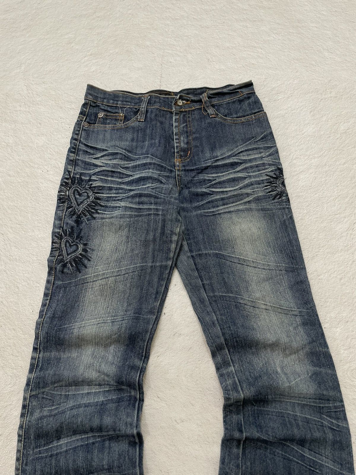 Japanese Brand 2000s Number Nine Heart Cry Flare Denim Heavy Denim Y2K Size 28" / US 6 / IT 42 - 2 Thumbnail