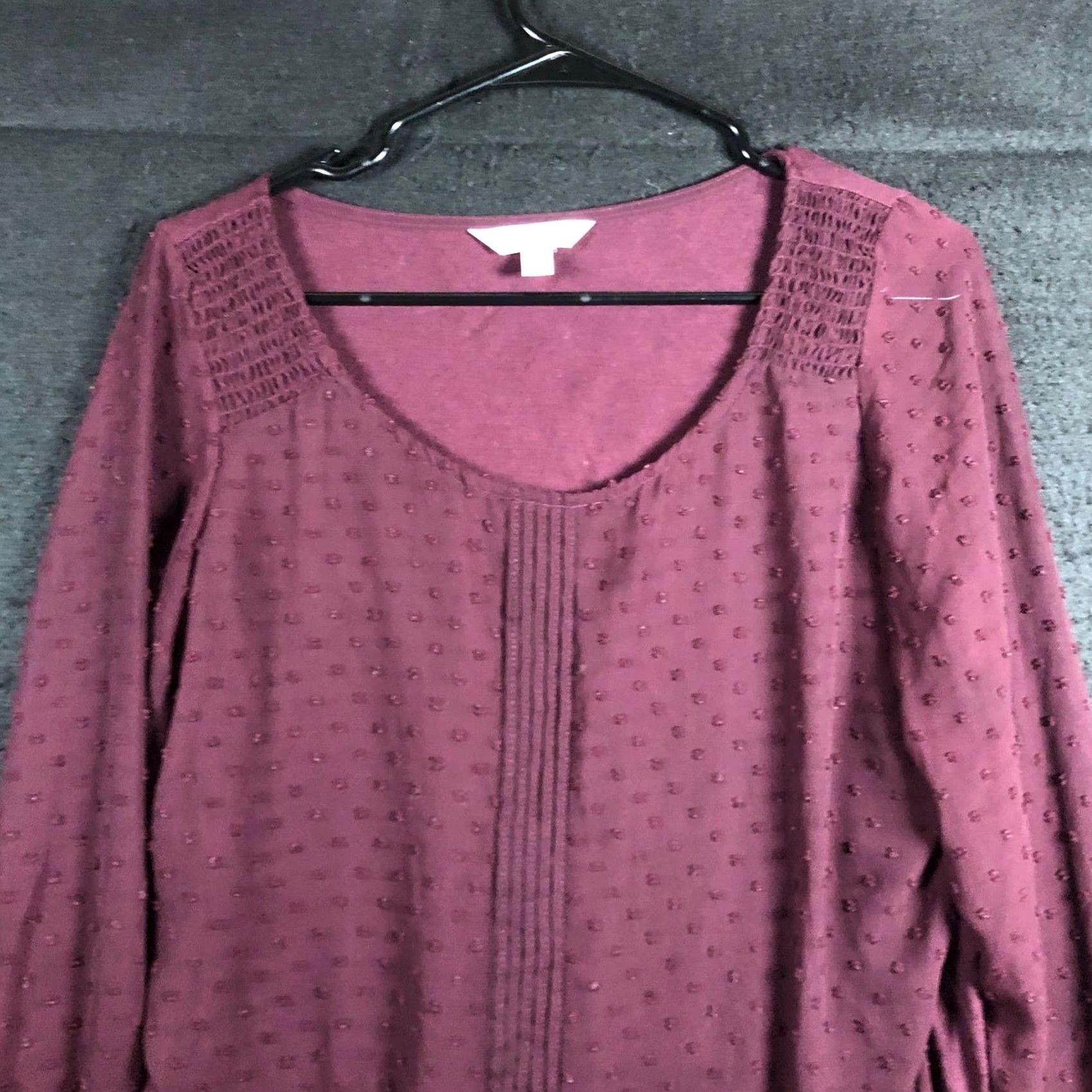 Lauren Conrad Lauren Conrad Blouse Womens Maroon Scoop Neck Lined Long Sleeve Modal Blend S Size S / US 4 / IT 40 - 2 Thumbnail