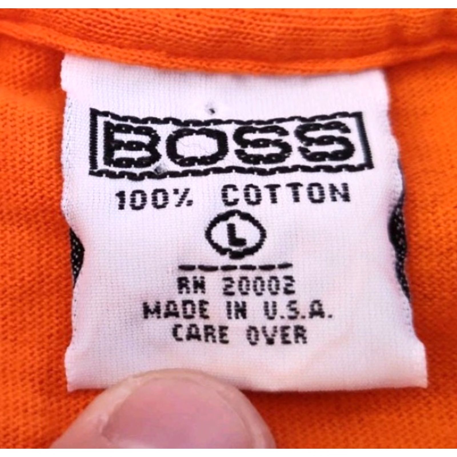 Vintage VINTAGE Boss T-Shirt Men 90s Short Sleeve Cotton Orange Graphic Print Shadow Box XL Made in USA Size US XL / EU 56 / 4 - 7 Thumbnail