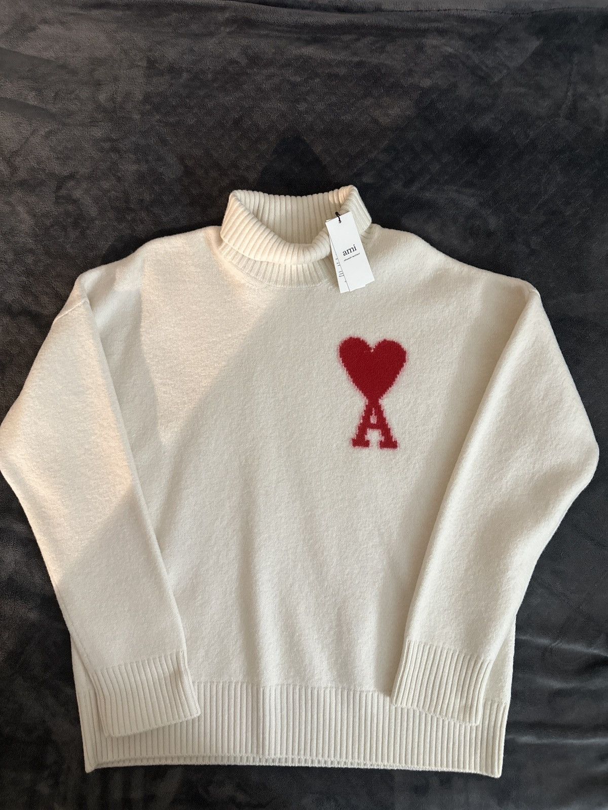 AMI AMI Paris Off-White Turtleneck Sweater Size US L / EU 52-54 / 3 - 1 Thumbnail