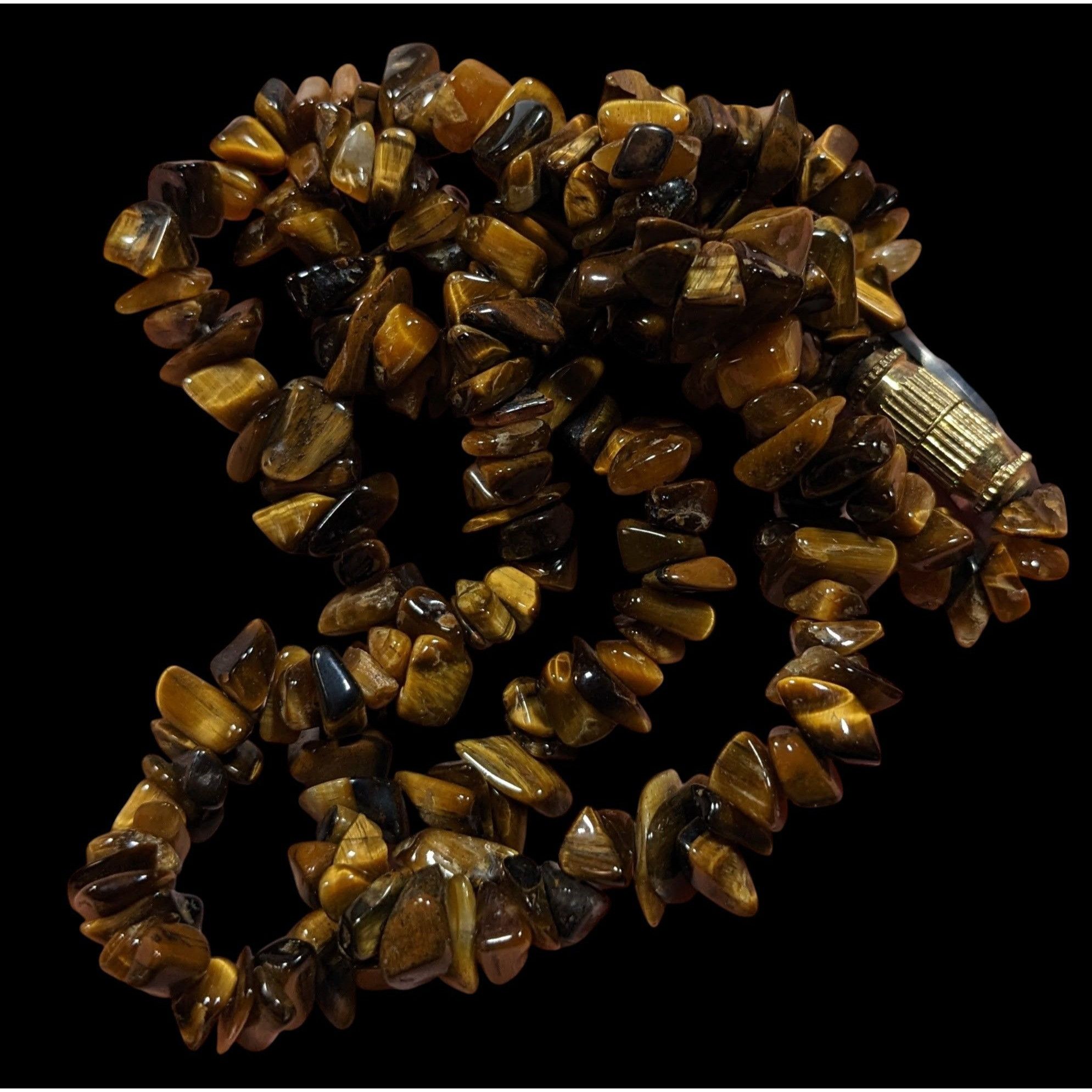Other Natural Tiger Eye Chip Beaded Necklace With Barrel Clasp Size ONE SIZE - 5 Thumbnail