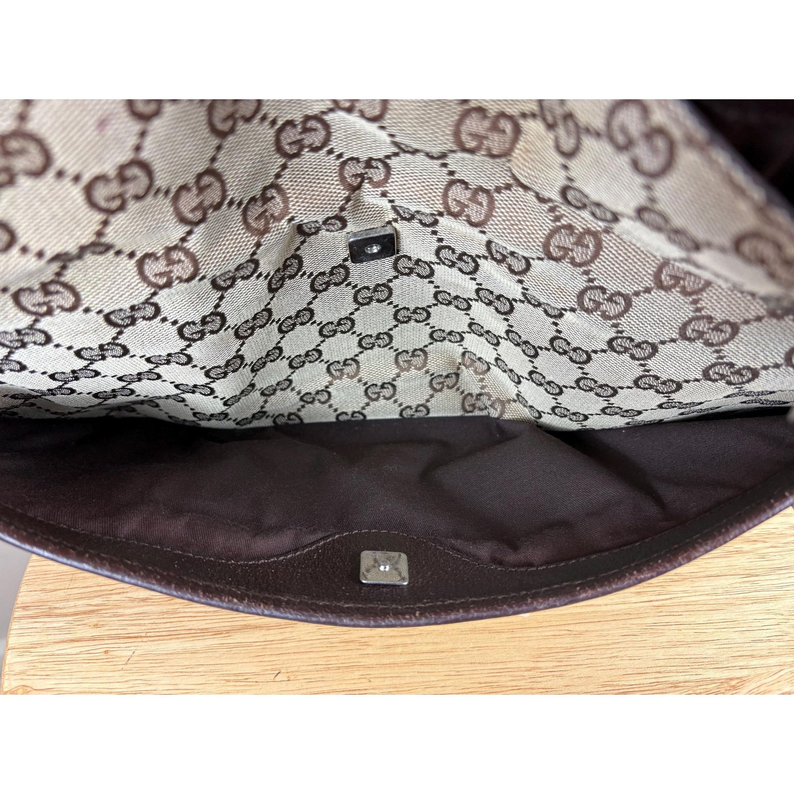 Gucci Authentic Gucci Eclipse GG Cloth and Brown Leather Shoulder Size ONE SIZE - 8 Thumbnail
