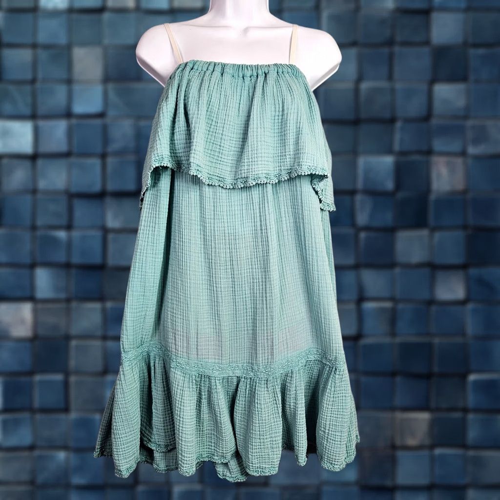 Altea Caily Practice S Teal Cotton Gauze Maxi Skirt Boho Elastic Waist Size 28" / US 6 / IT 42 - 1 Thumbnail