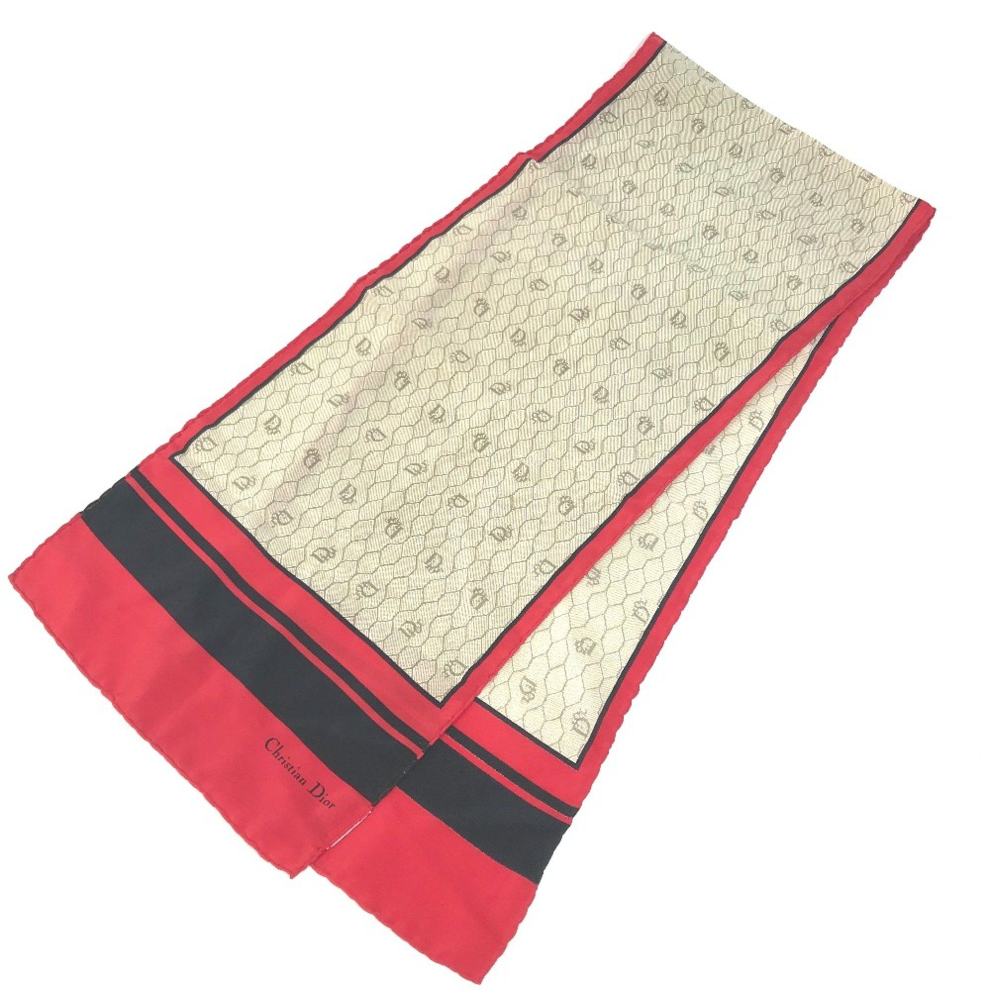 Dior CHRISTIAN DIOR Honeycomb handkerchief Scarf Beige x Red x Black Size ONE SIZE - 1 Thumbnail
