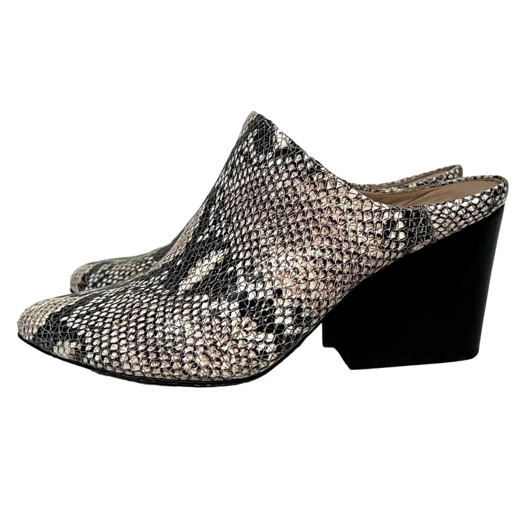 Vintage VINTAGE ABLE Snakeskin Leather Block Heeled Mules Pointed-Toe Sz 8M BRAZIL MADE Women Shoes Black Snake Print Block Heel Slip On Brazil MADE Size US 8 / IT 38 - 5 Thumbnail