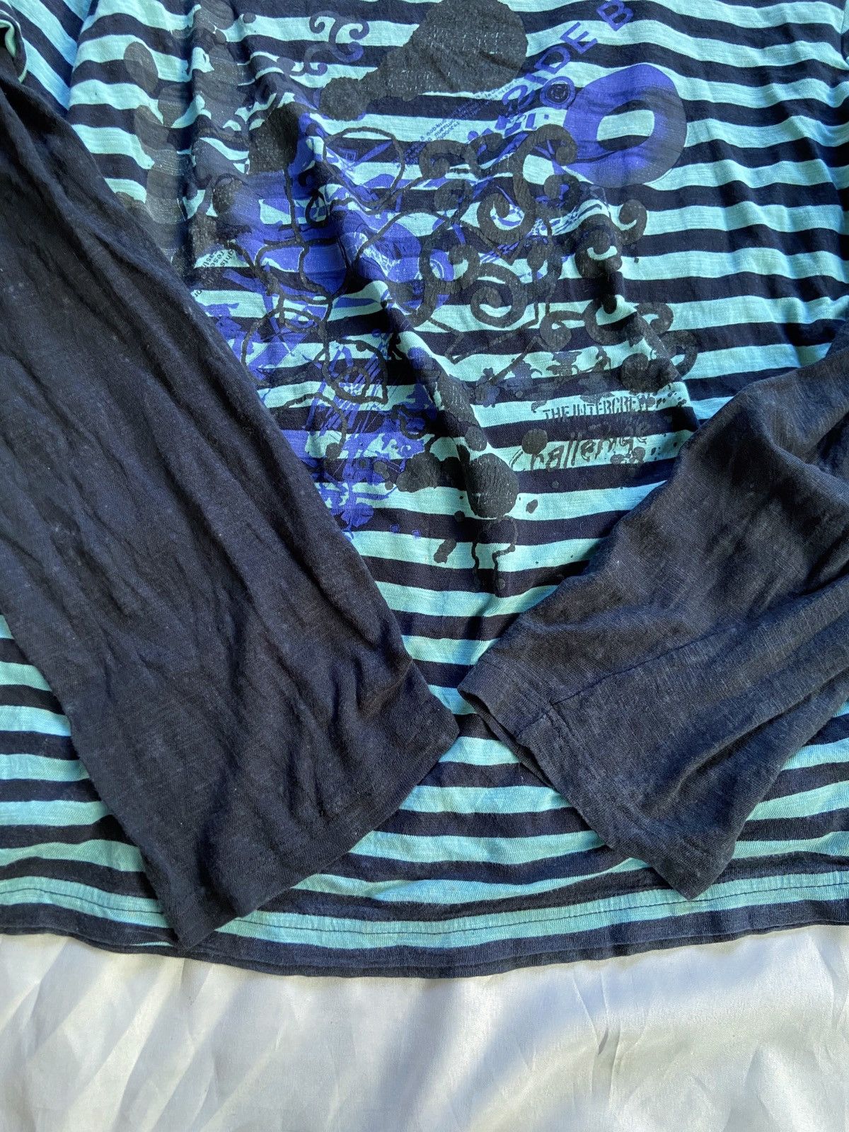 Hysteric Glamour DOUBLE LAYER INTERCREW DISTRESSED STRIPED ART ​LONG SLEEVE Size US L / EU 52-54 / 3 - 7 Thumbnail