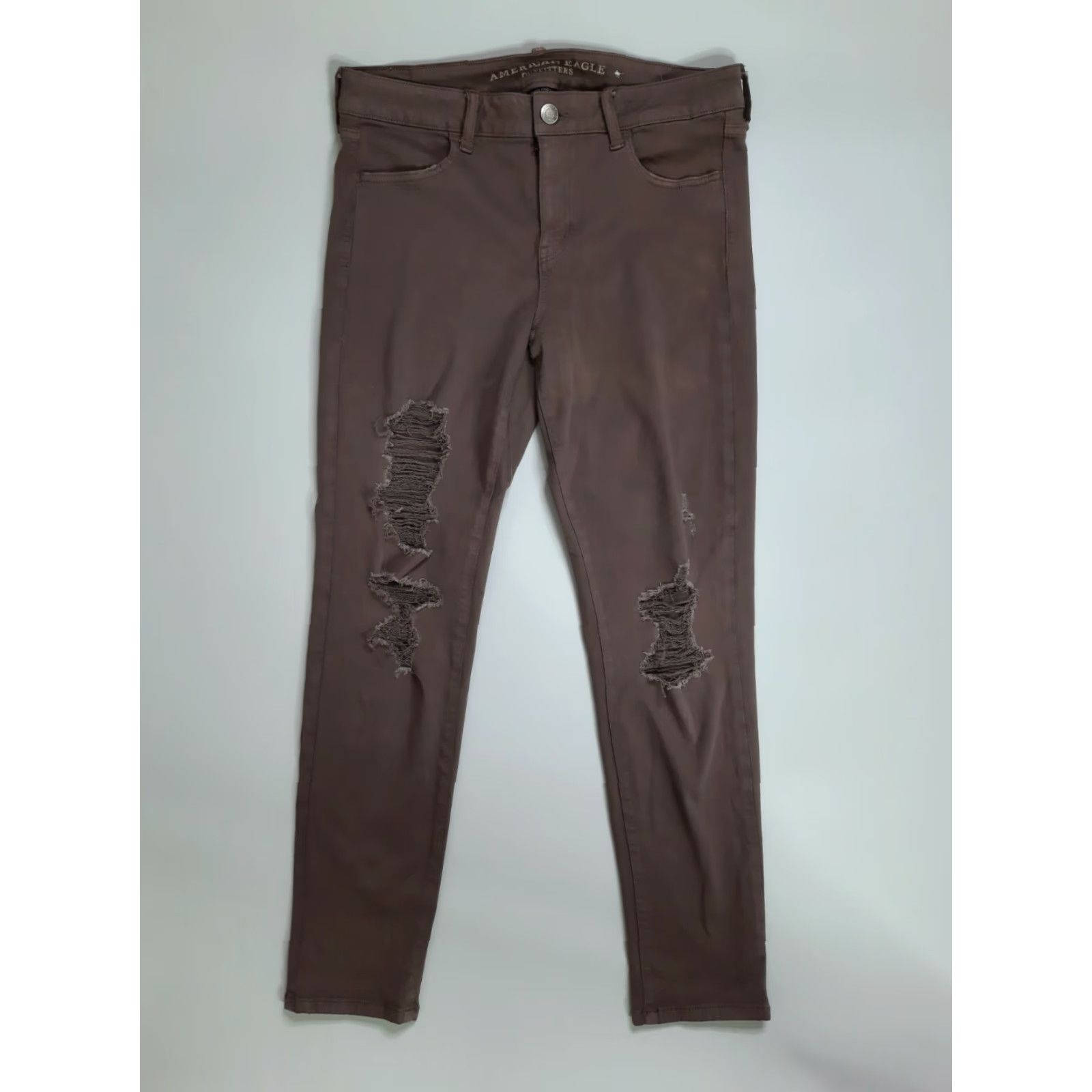 American Eagle Outfitters VINTAGE American Eagle Jeans Size 14 Reg Jeggings Stretch Skinny Mauve Distressed Size 36" / US 14 / IT 50 - 6 Thumbnail
