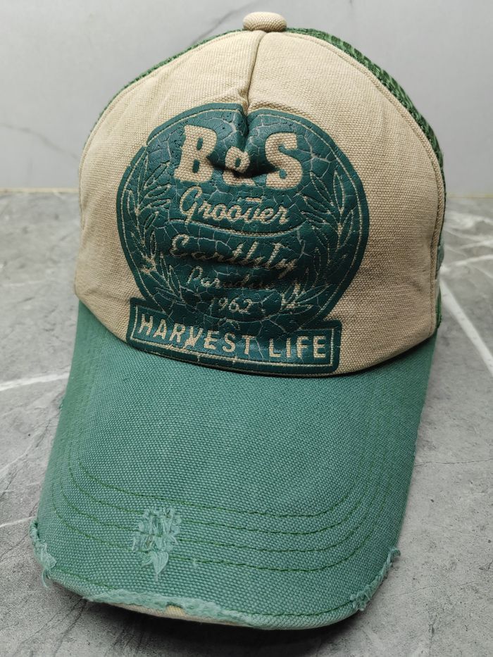Vintage Vintage B&S Harvest Life Distressed Style Trucker Cap Hat Size ONE SIZE - 1 Thumbnail