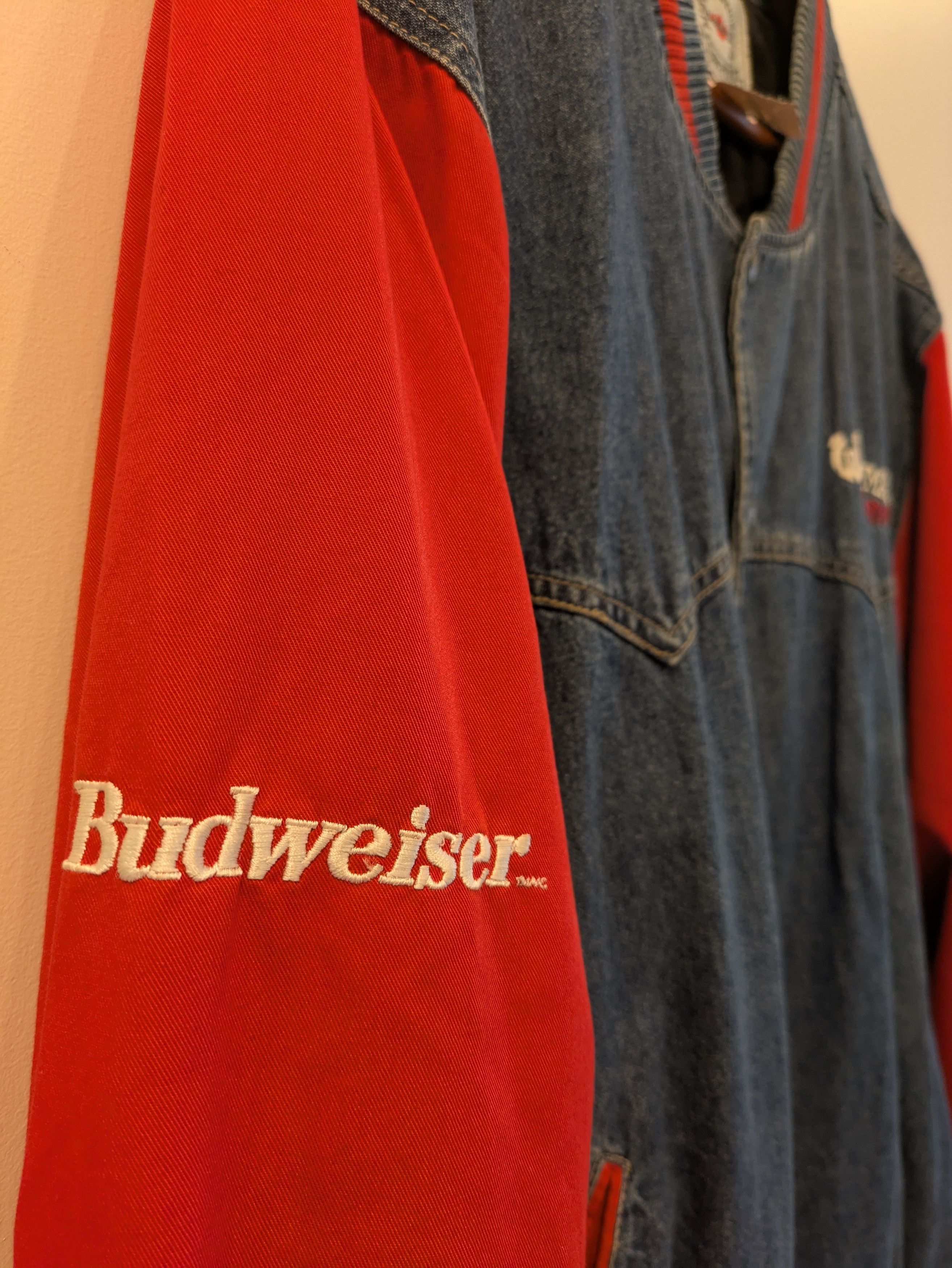 Budweiser × Vintage Budweiser Denim Aztec Club Jacket Size US L / EU 52-54 / 3 - 4 Thumbnail