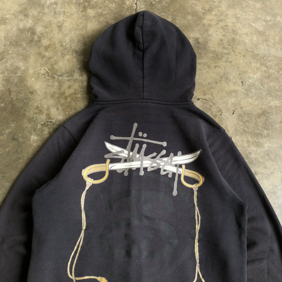 Stussy Vintage Trashed Stussy Dagger Rope Logo Ziphoodie Black Size US L / EU 52-54 / 3 - 3 Thumbnail