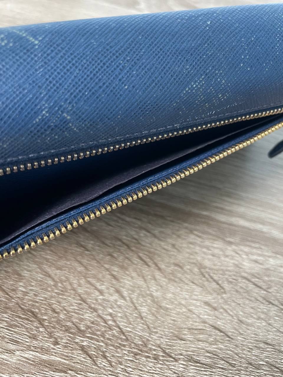 Prada PRADA Blue Saffiano Leather Continental Textured Long Wallet Size ONE SIZE - 13 Thumbnail