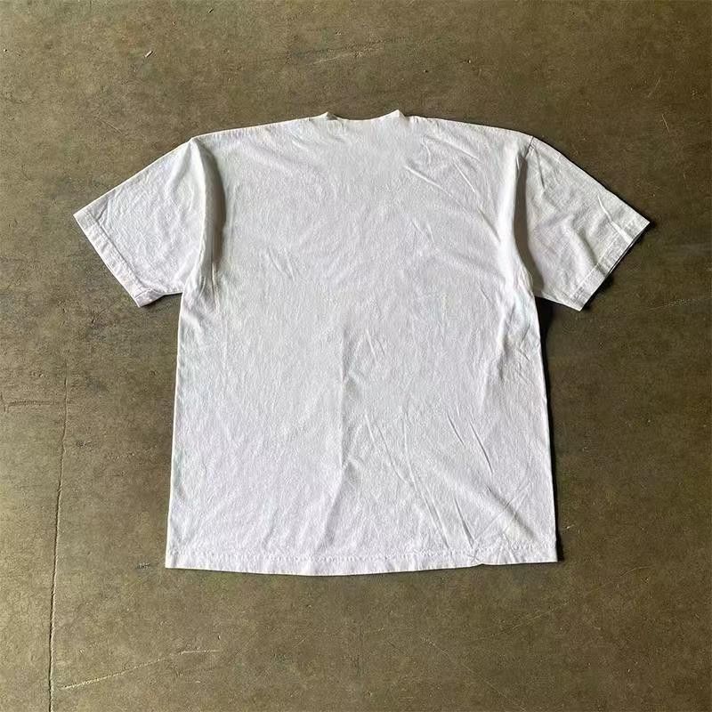 Vintage White retro crepe print cotton t-shirt Size US L / EU 52-54 / 3 - 2 Thumbnail