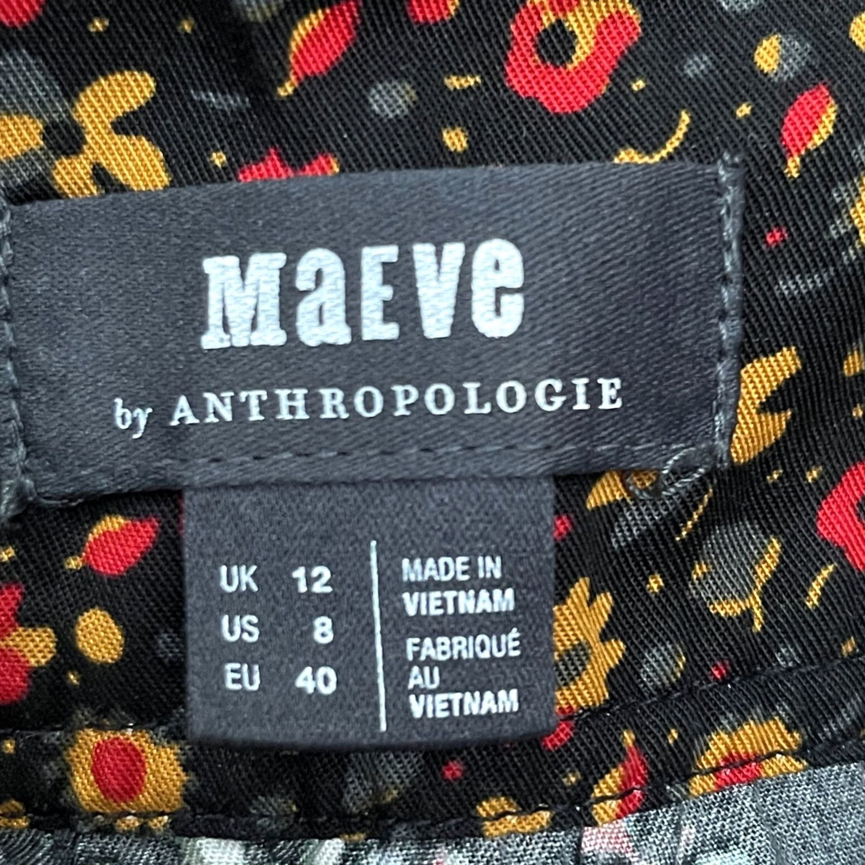 Vintage Maeve by Anthropologie Tunic Dress Shirt Dress Black Floral Long Sleeve Button-Front Sz 8 Lyocell V-Neck Casual Womens Size M / US 6-8 / IT 42-44 - 3 Thumbnail