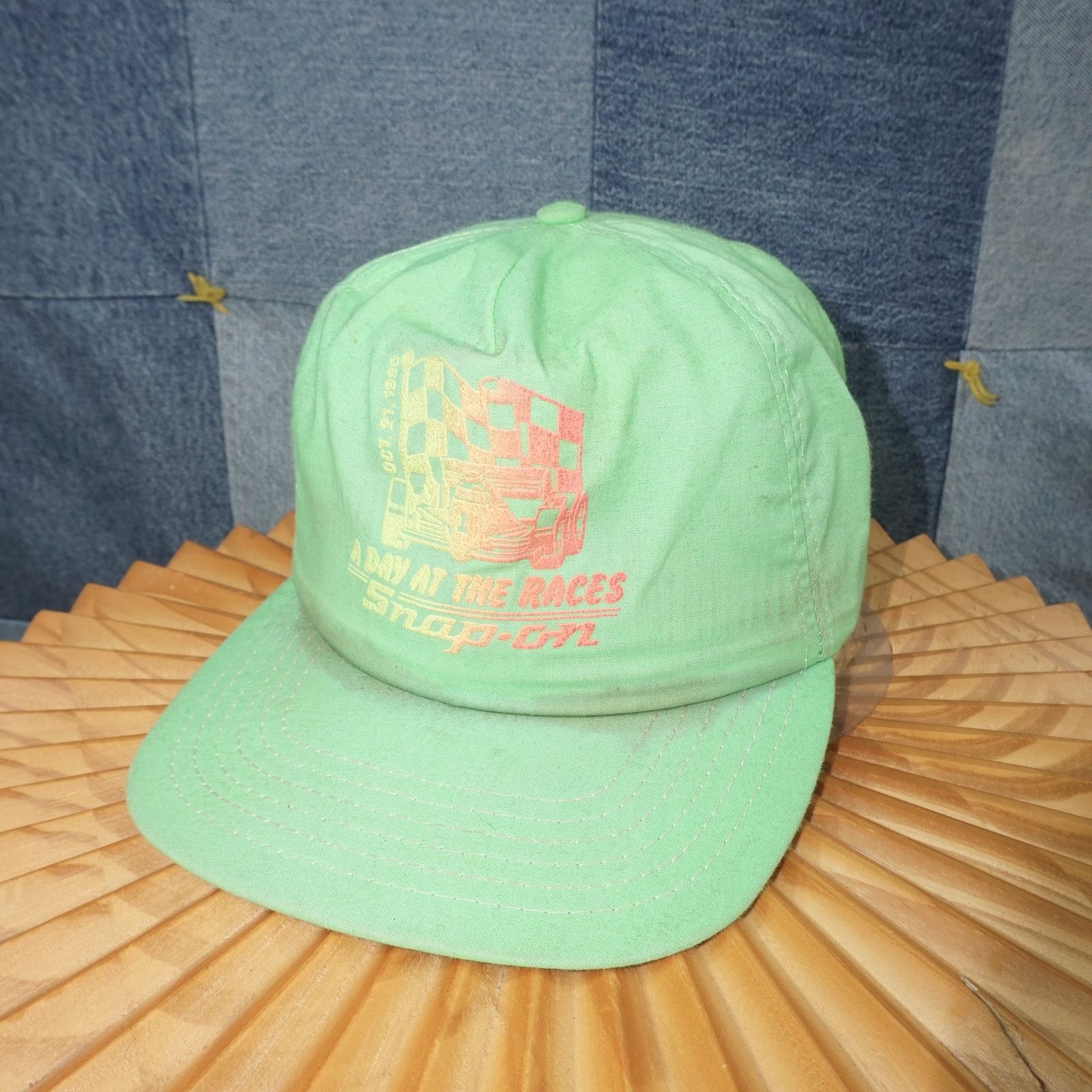 Vintage OSFA - Vintage a day at the races snap on 1990s neon hat Size ONE SIZE - 2 Thumbnail