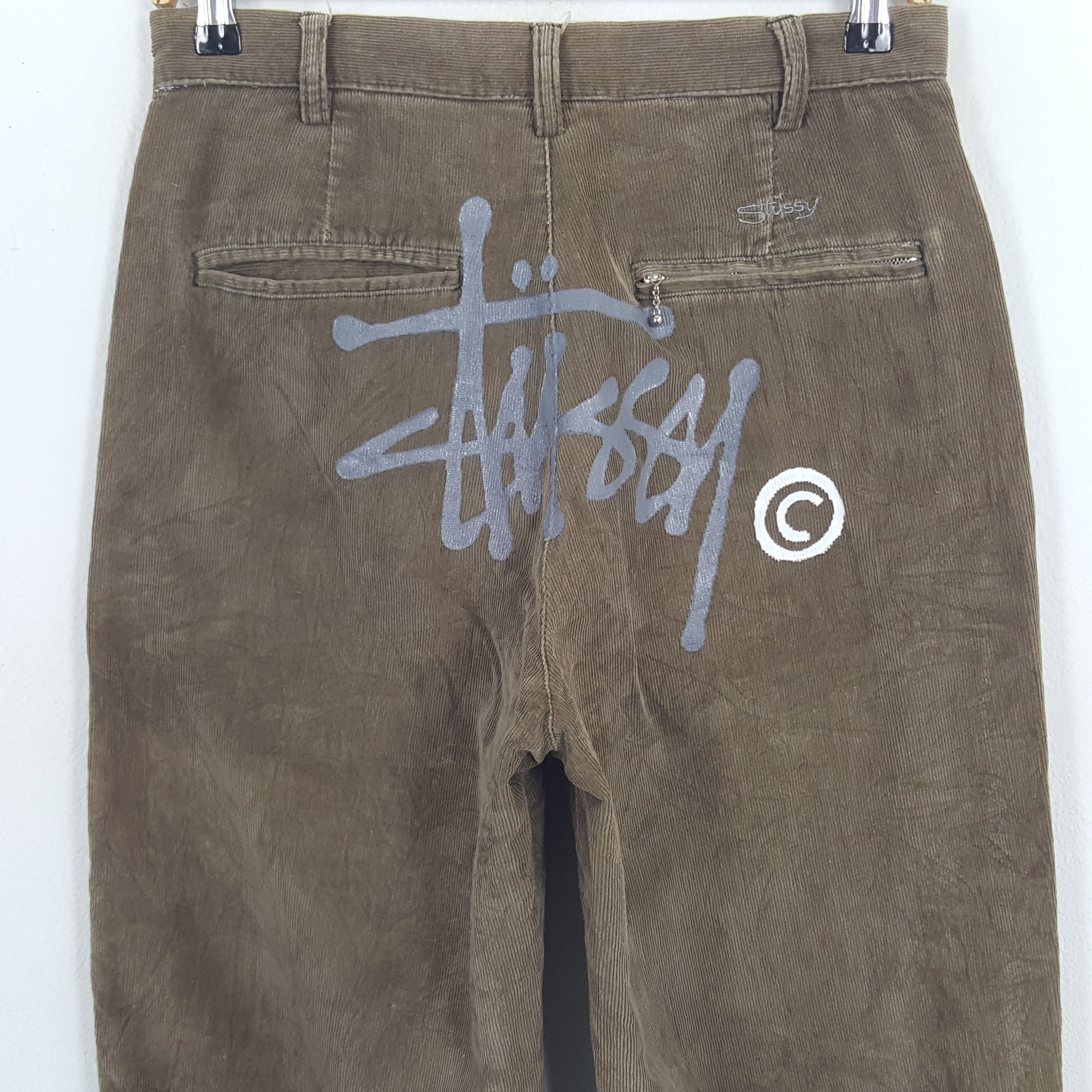 Stussy × Vintage Vintage Stussy USA Corduroy Custom Art Logo Pants Size US 29 - 2 Thumbnail