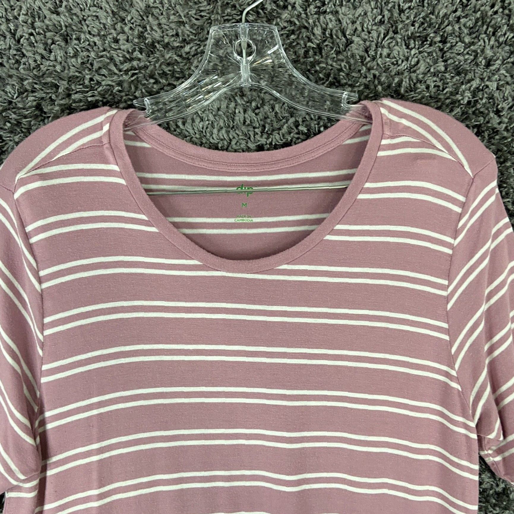 Pinko Dip Dip Pink White Striped Dress T-Shirt Dress Women M Short Sleeve Knee Length Pink Colorful 2010s Womens Size 32" / US 10 / IT 46 - 5 Thumbnail