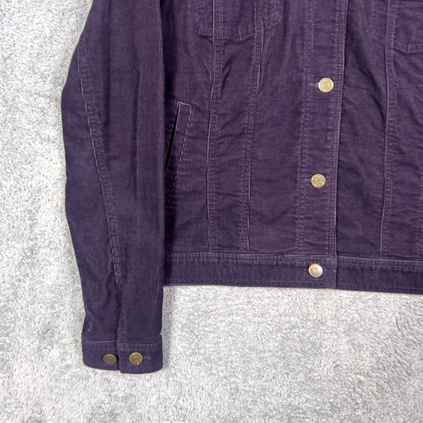Polo Ralph Lauren VINTAGE Polo Ralph Lauren Jacket Womens M Corduroy Trucker Purple 90s USA Button Long Sleeve Short Coat/Outerwear Size 32" / US 10 / IT 46 - 3 Thumbnail