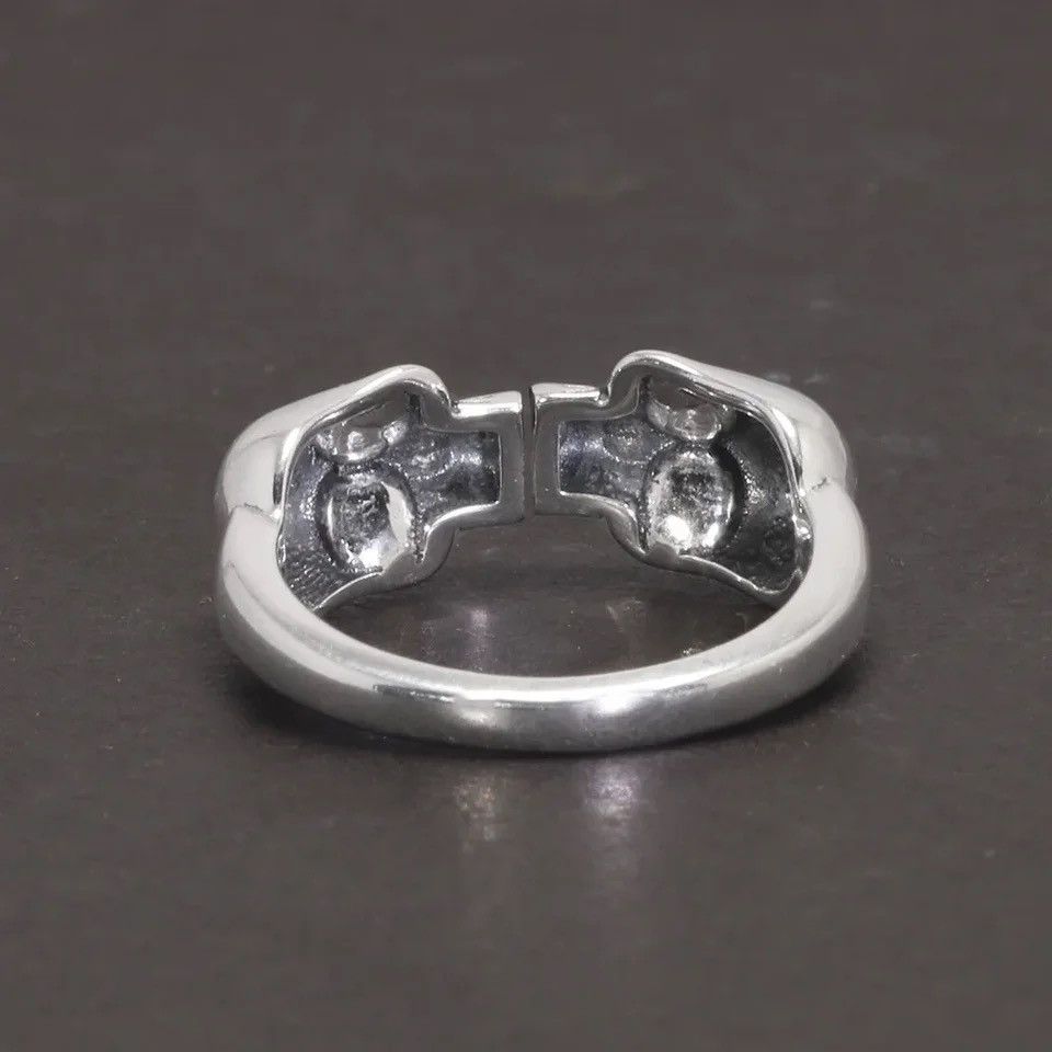 Jewelry × Sterling Silver 925 Sterling Silver Double Head Skull Vintage Thai Ring Size ONE SIZE - 4 Thumbnail