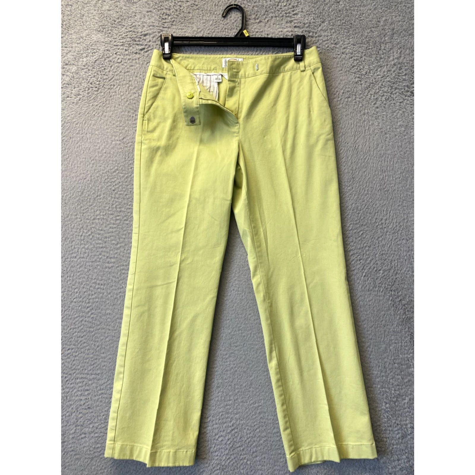 Talbots VINTAGE Talbots Pants Womens 8 Chino Straight Leg Size 8 High Rise Lime Cotton Spandex Casual Workwear Size 30" / US 8 / IT 44 - 3 Thumbnail