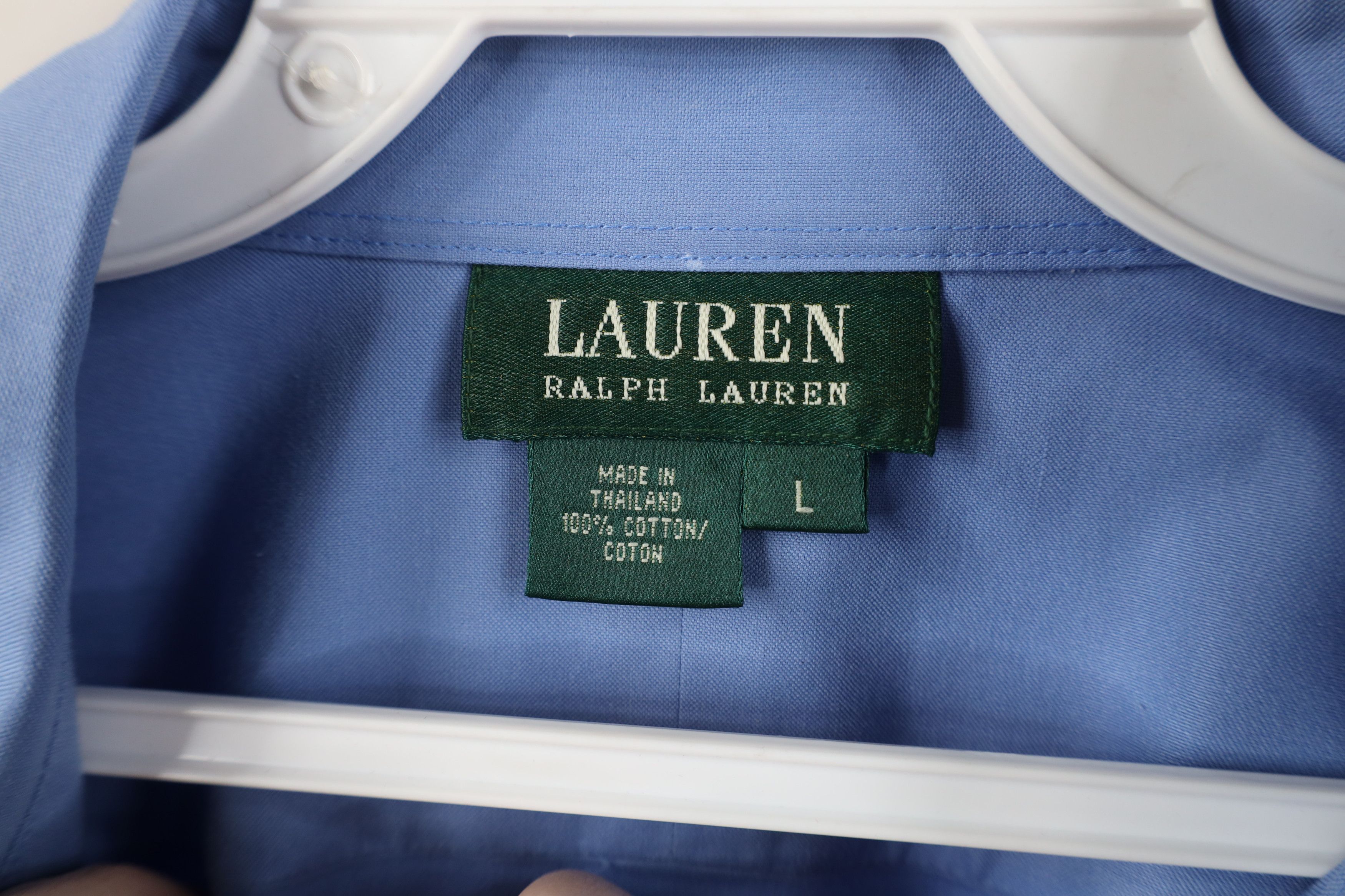 Polo Ralph Lauren Deadstock Vintage 90s Ralph Lauren Button Shirt French Blue Size L / US 10 / IT 46 - 8 Thumbnail