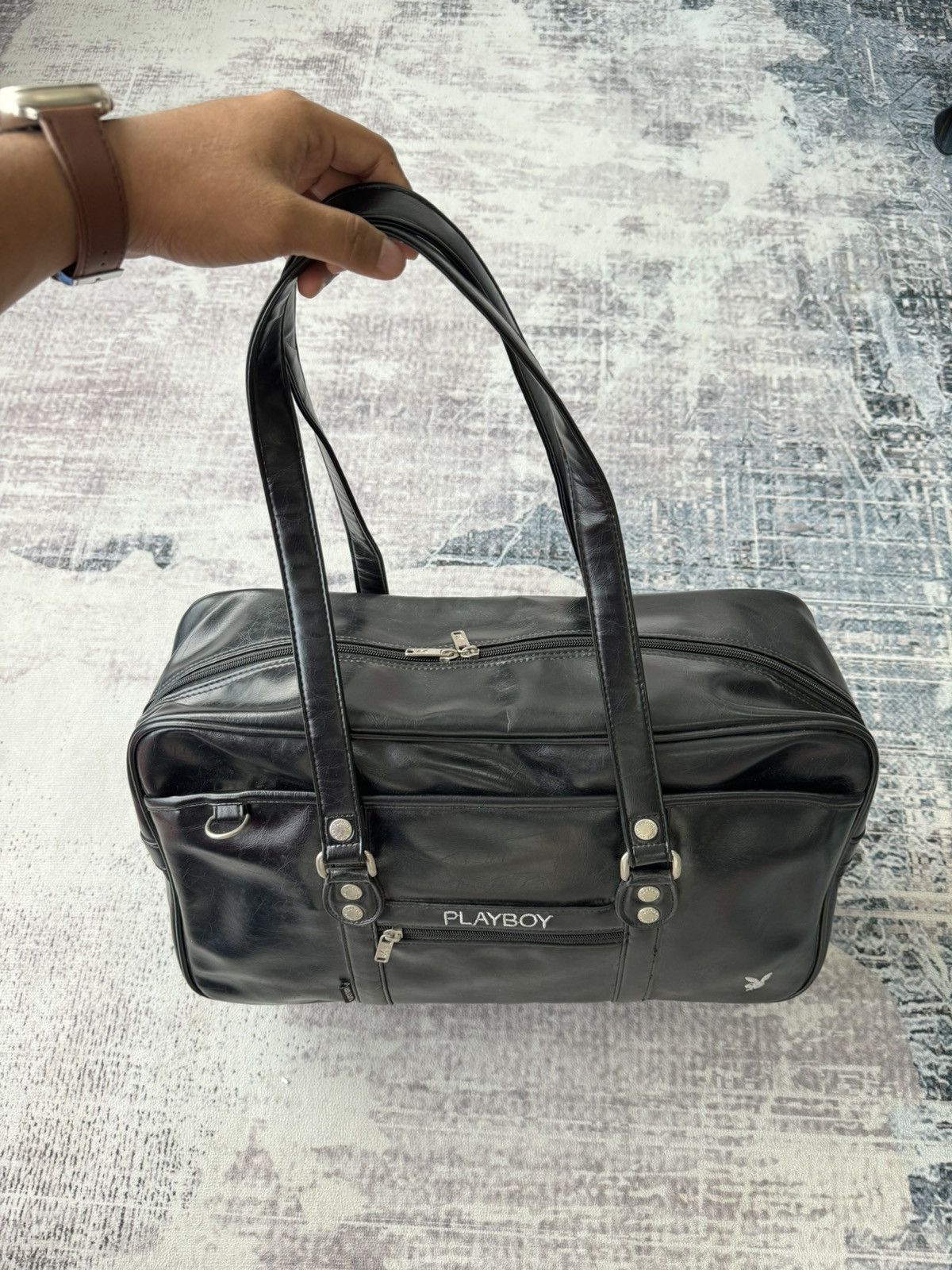 Japanese Brand Playboy Hand Carry Leather Bag Size ONE SIZE - 2 Thumbnail