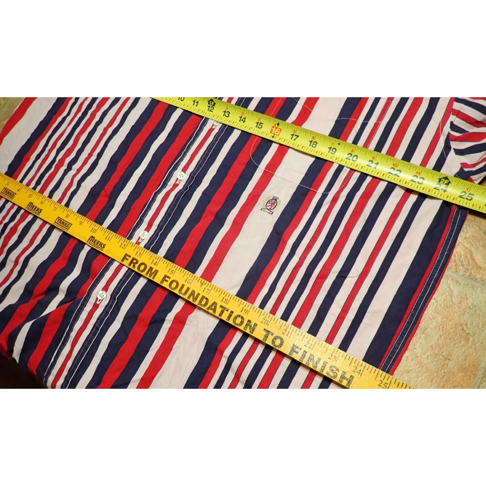 Tommy Hilfiger VINTAGE Tommy Hilfiger Button-Down Shirt L Red White Blue Striped Long Sleeve 90s Mens Size US L / EU 52-54 / 3 - 6 Thumbnail