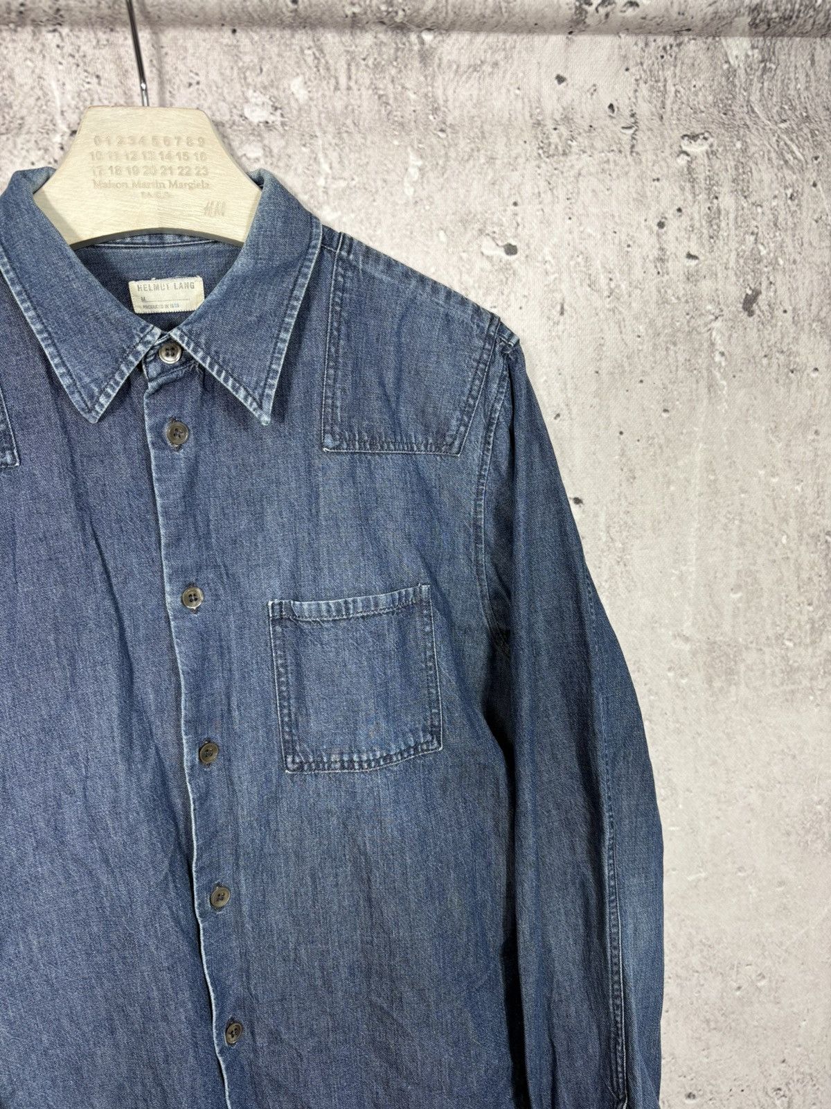 Helmut Lang 1998 Helmut Lang Utility Military Panel Shoulder Denim Shirt Size US S / EU 44-46 / 1 - 3 Thumbnail