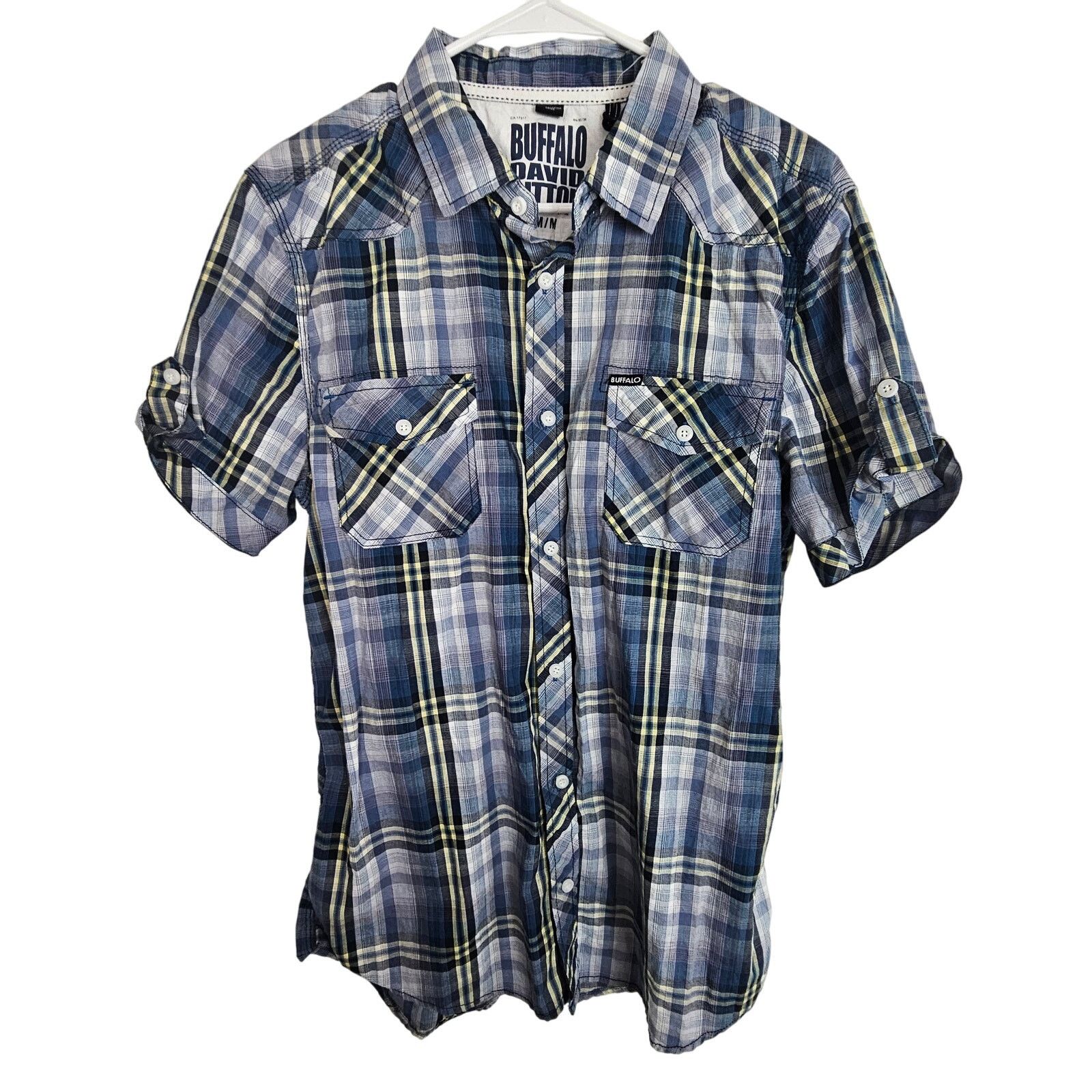 Buffalo David Bitton NEW Buffalo David Bitton Shirt Blue Plaid Western Shirt M Size US M / EU 48-50 / 2 - 1 Thumbnail