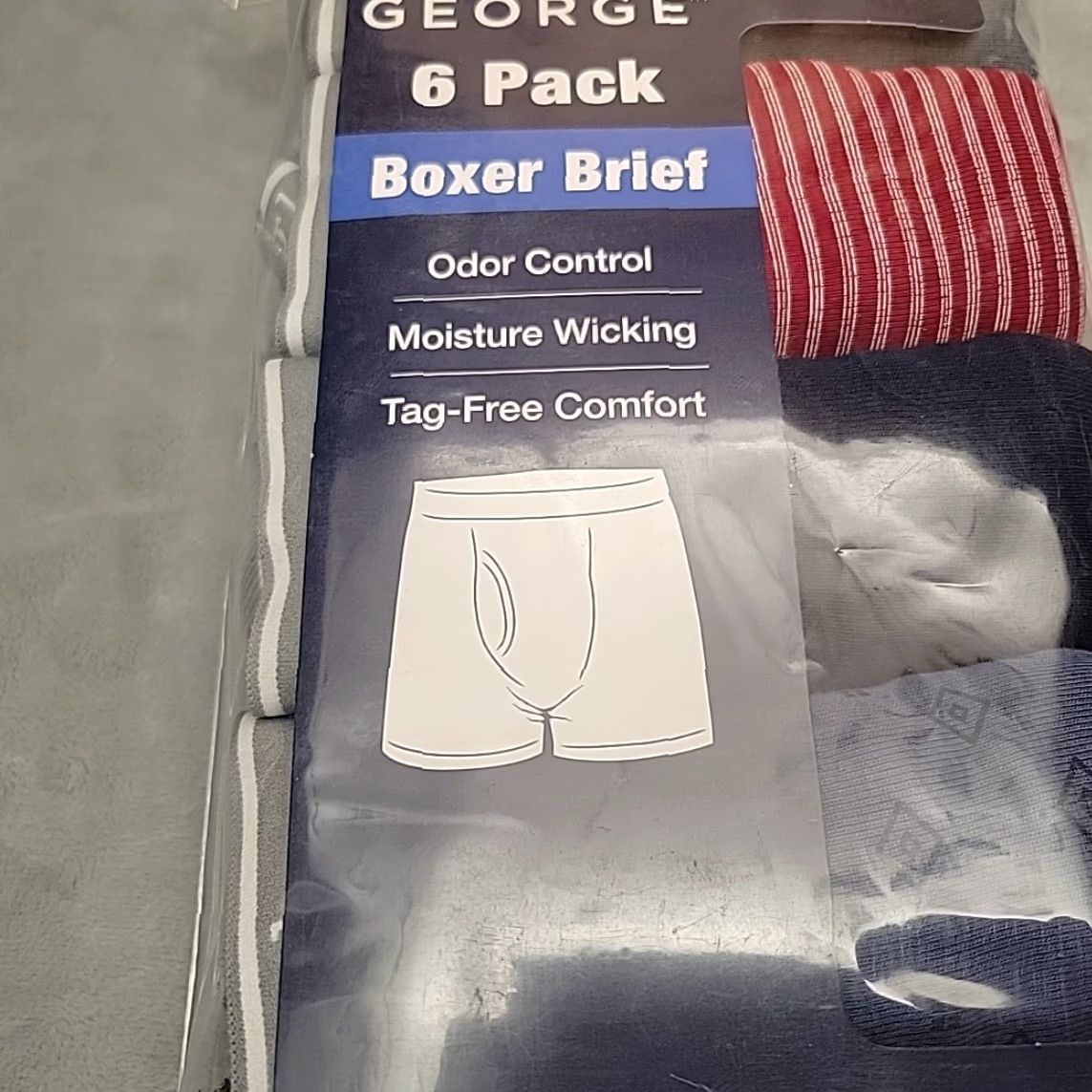 George George Boxer Briefs 6 Pack Men S Odor Control Moisture Wicking Multicolor Variety underwear Mens XS? Size 36R - 4 Thumbnail