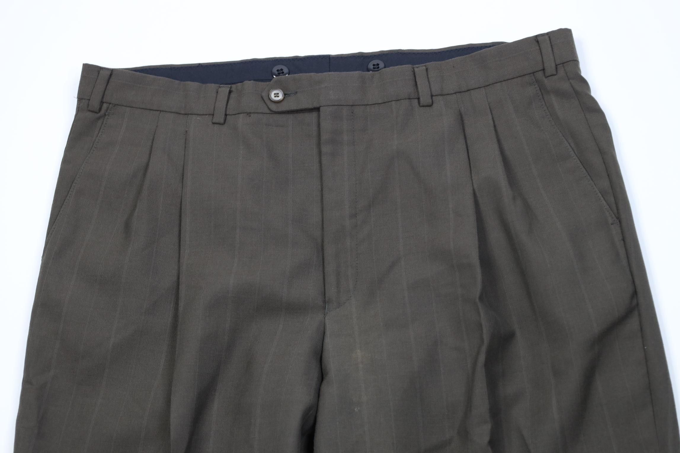 Vintage Vintage 90s Streetwear Wool Striped Wide Leg Chino Pants Size US 38 / EU 54 - 2 Thumbnail