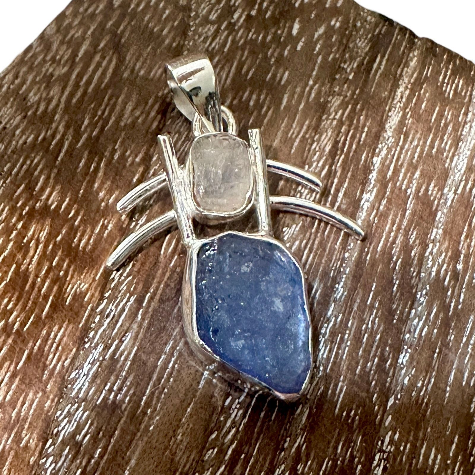 The Unbranded Brand Raw Tanzanite Crystal Rainbow Moonstone Sterling Pendant Size ONE SIZE - 3 Thumbnail