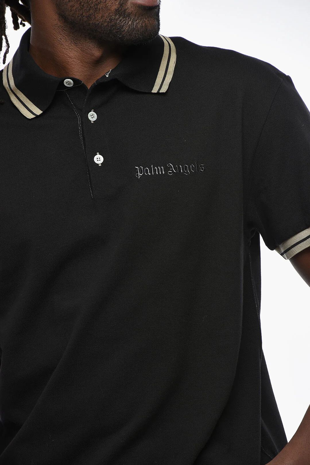 Palm Angels og1mm0226 3-Button Cotton Piqué Polo Shirt in Black Size US L / EU 52-54 / 3 - 3 Thumbnail