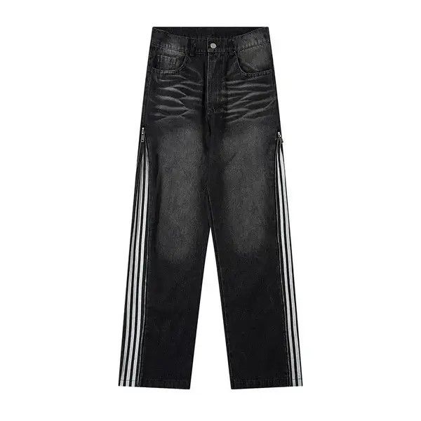 Jean striped pattern zip embellished jeans Size US 31 - 3 Thumbnail