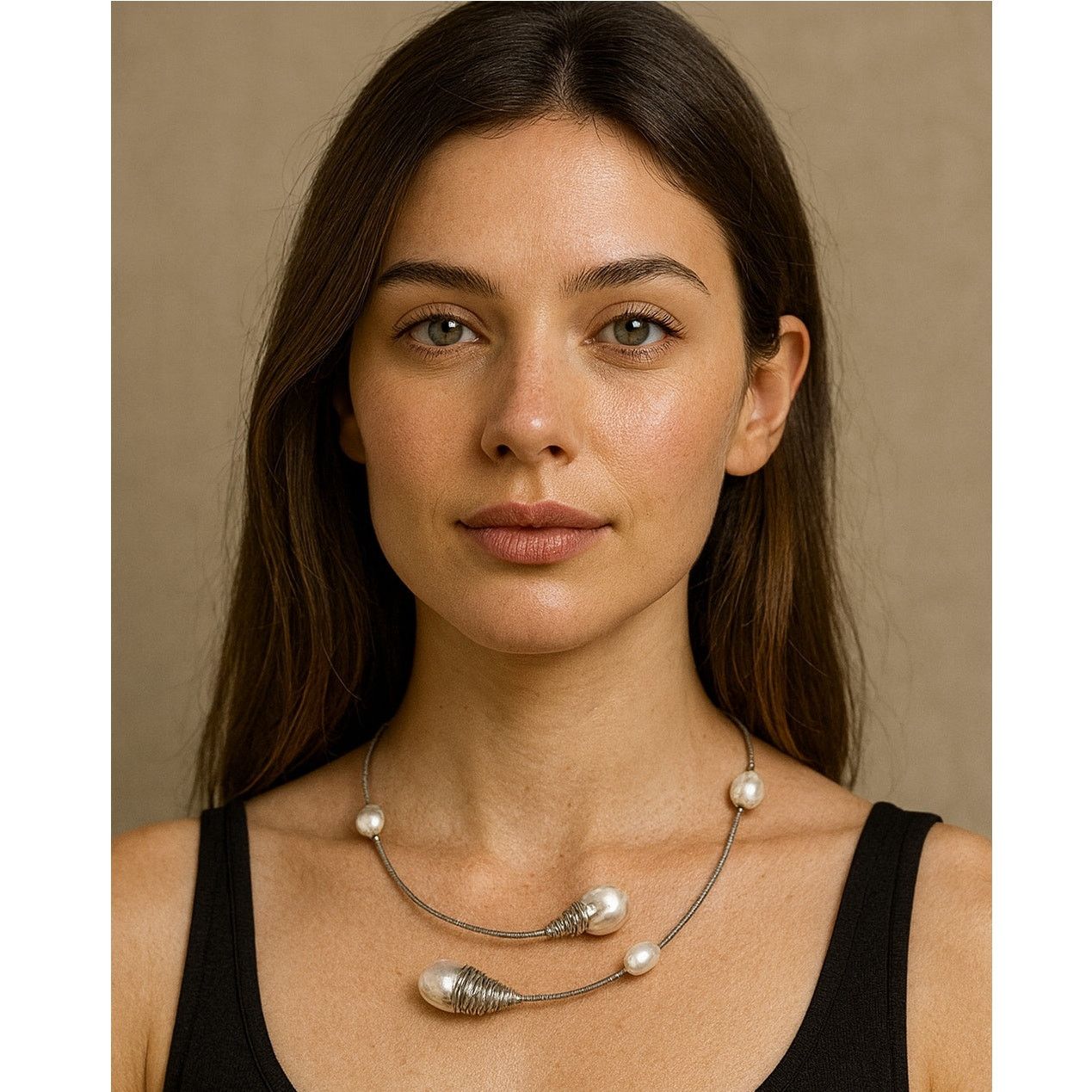 Vintage Genuine Baroque Pearl Collar Choker Necklace Wire Wrap Size ONE SIZE - 2 Thumbnail