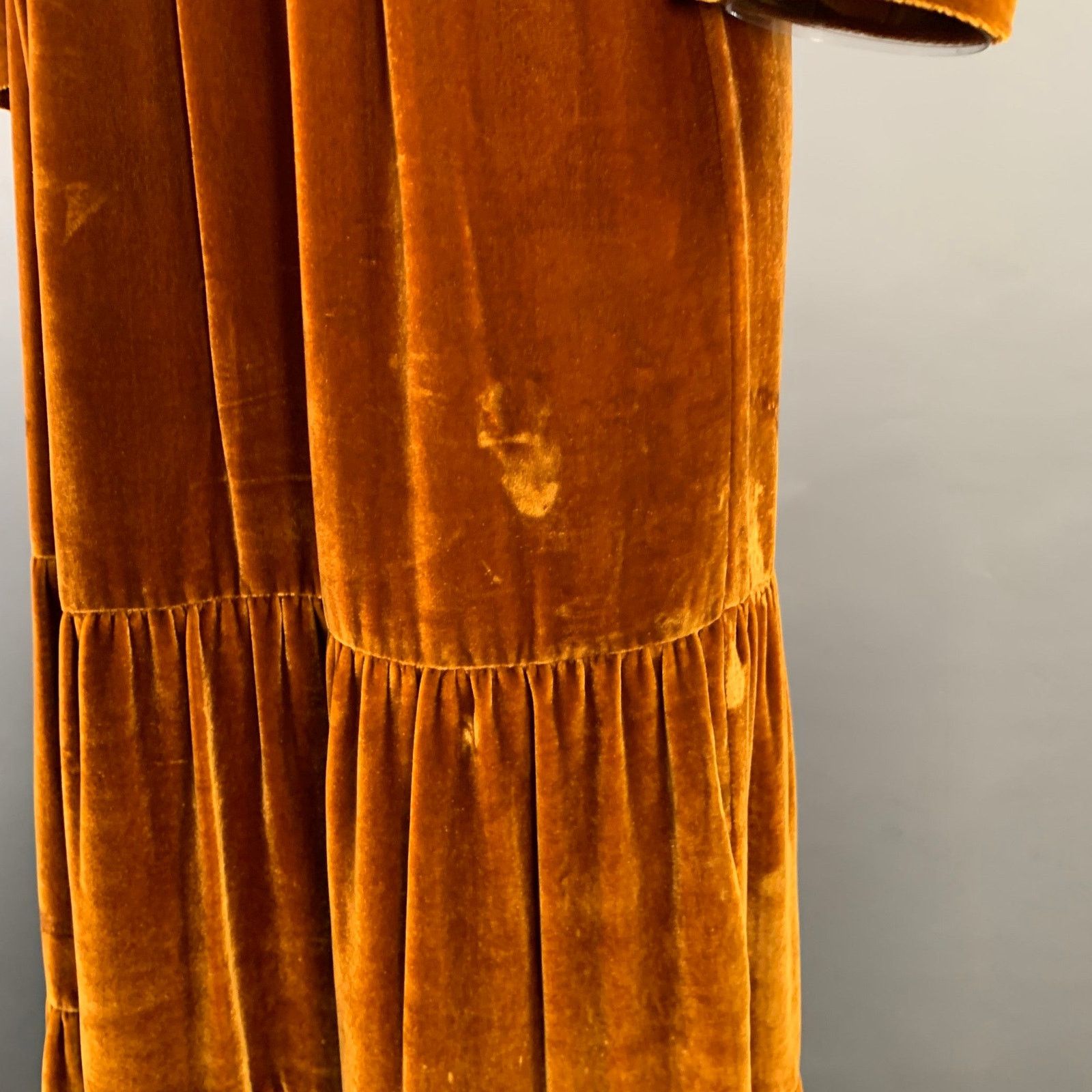 Ulla Johnson ULLA JOHNSON Bunny Yellow Mustard Velvet Ruffle Midi Dress Size XS / US 0-2 / IT 36-38 - 8 Thumbnail