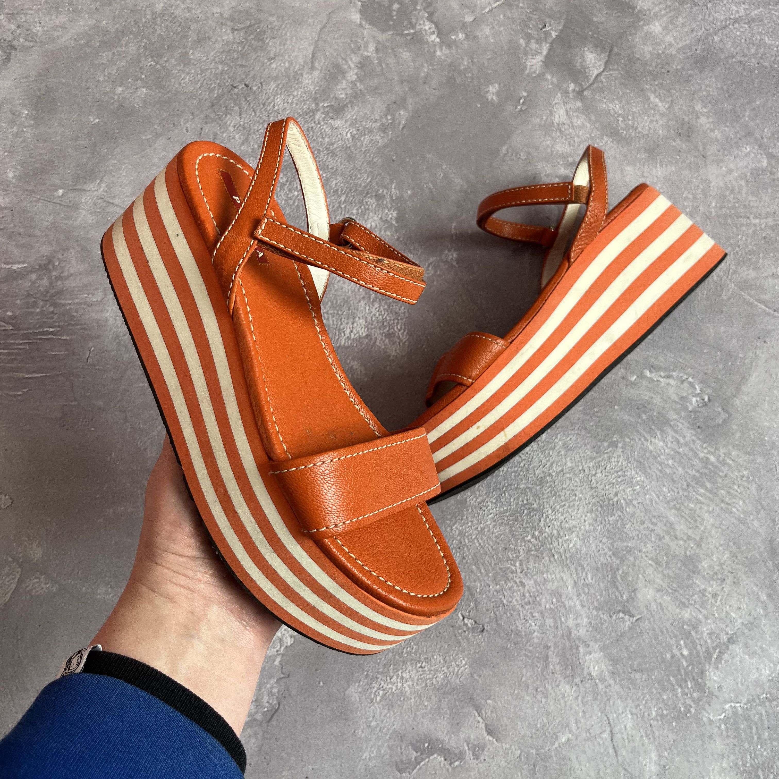 Prada Rare Prada Orange Platform Espadrille Sandals Size 37.5 Size US 7.5 / IT 37.5 - 1 Thumbnail