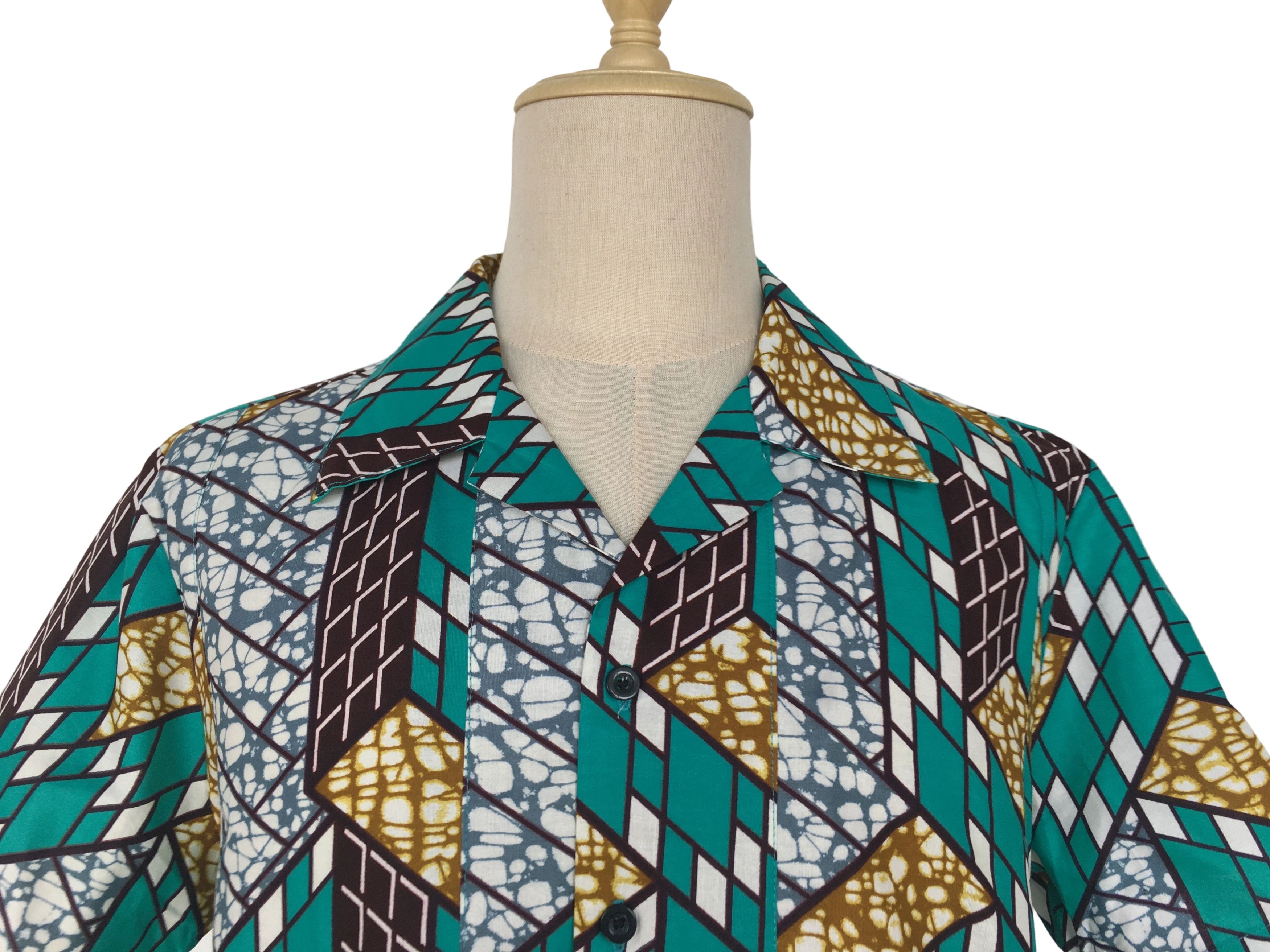 Other African Wax Print Men Shirt Short Sleeves Summer Size US M / EU 48-50 / 2 - 4 Thumbnail