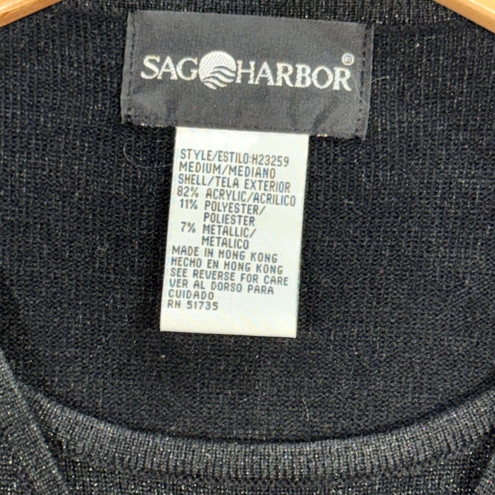 Vintage Sag Harbor Cardigan Sweater Womens Medium Black Striped Metallic Knit Hong Kong Size M / US 6-8 / IT 42-44 - 4 Thumbnail