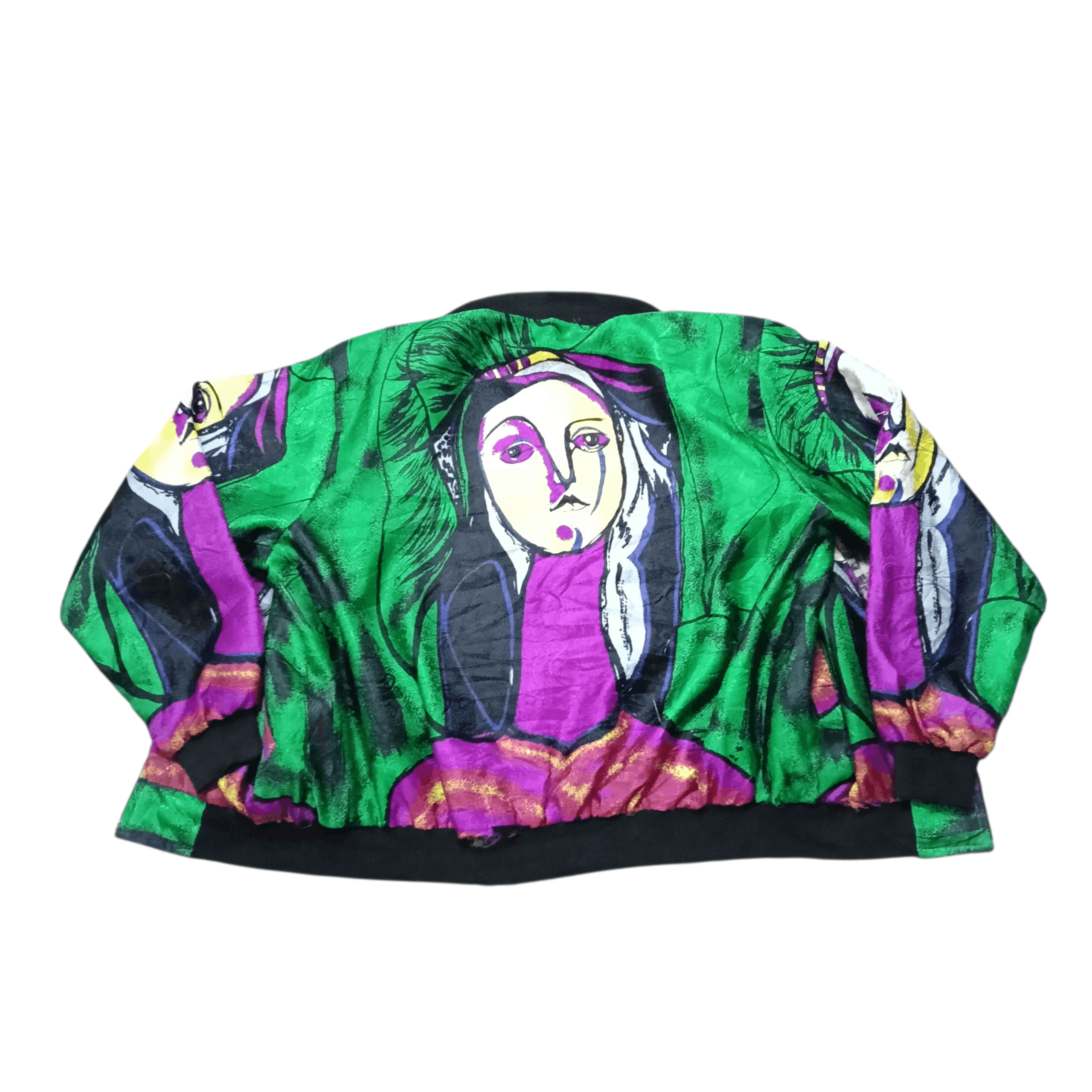 Vintage Vintage 90s Picasso Art Polyester Satin Bomber Jacket. Size US L / EU 52-54 / 3 - 4 Thumbnail