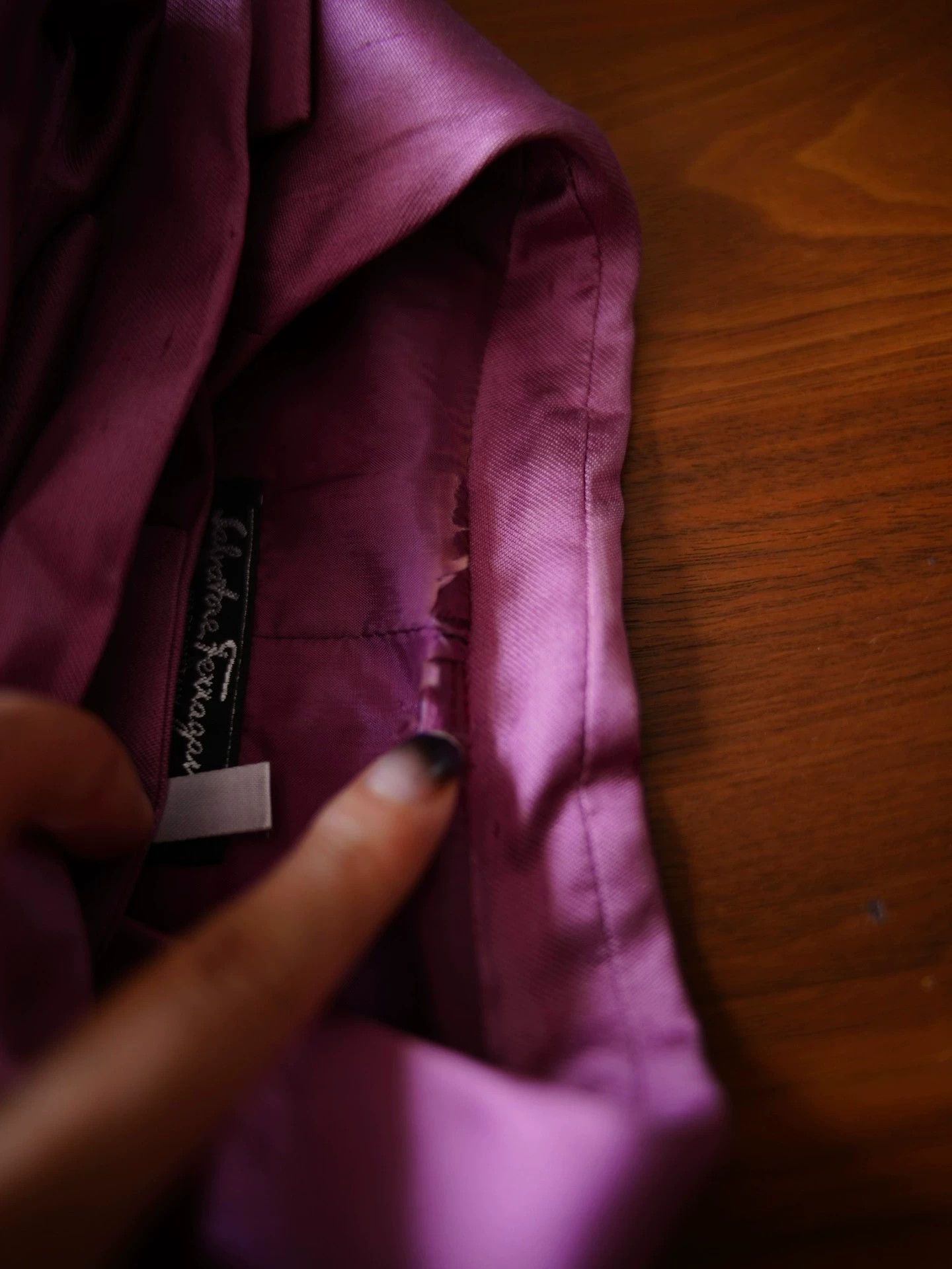 Salvatore Ferragamo Vintage Ferragamo Purple Silk-Cotton Suit Set FR40/L Size M / US 6-8 / IT 42-44 - 9 Thumbnail