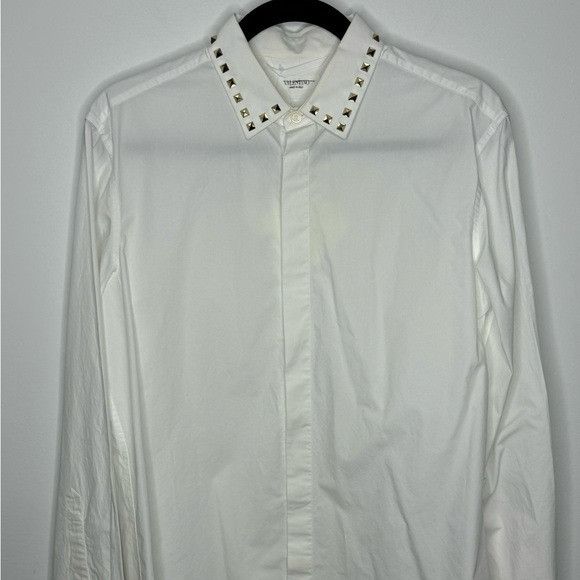 Valentino Valentino Garavani Long Sleeve Shirt Untitled Studs On Colla Size US M / EU 48-50 / 2 - 2 Thumbnail