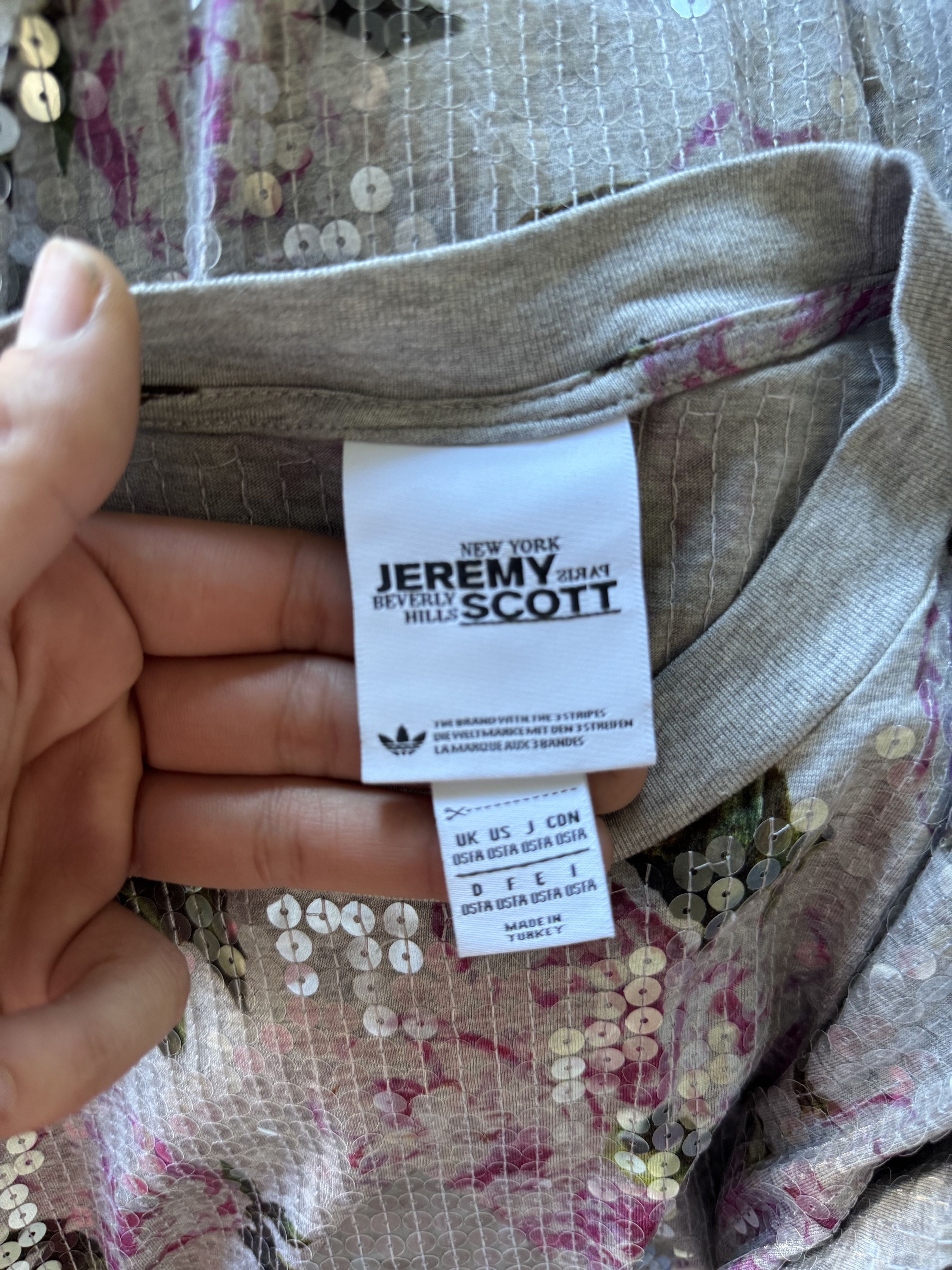Adidas × Jeremy Scott Sequin Floral Oversized Long Shirt Dress Size US XXL / EU 58 / 5 - 16 Thumbnail