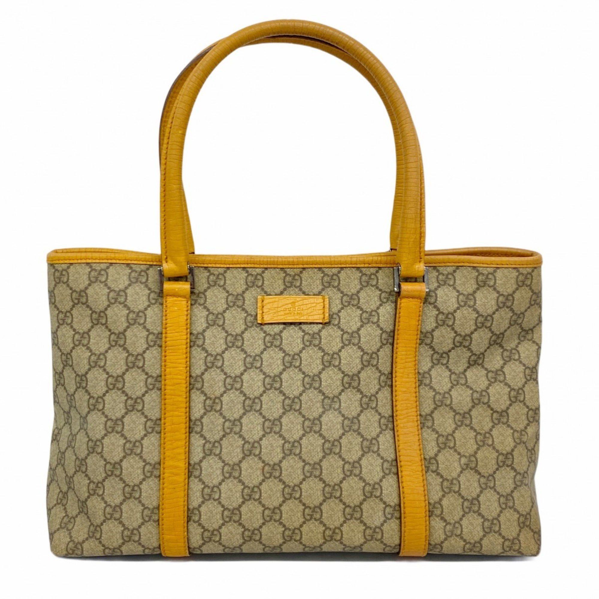 Gucci Tote Bag GG Supreme 114595 Brown Yellow Women's