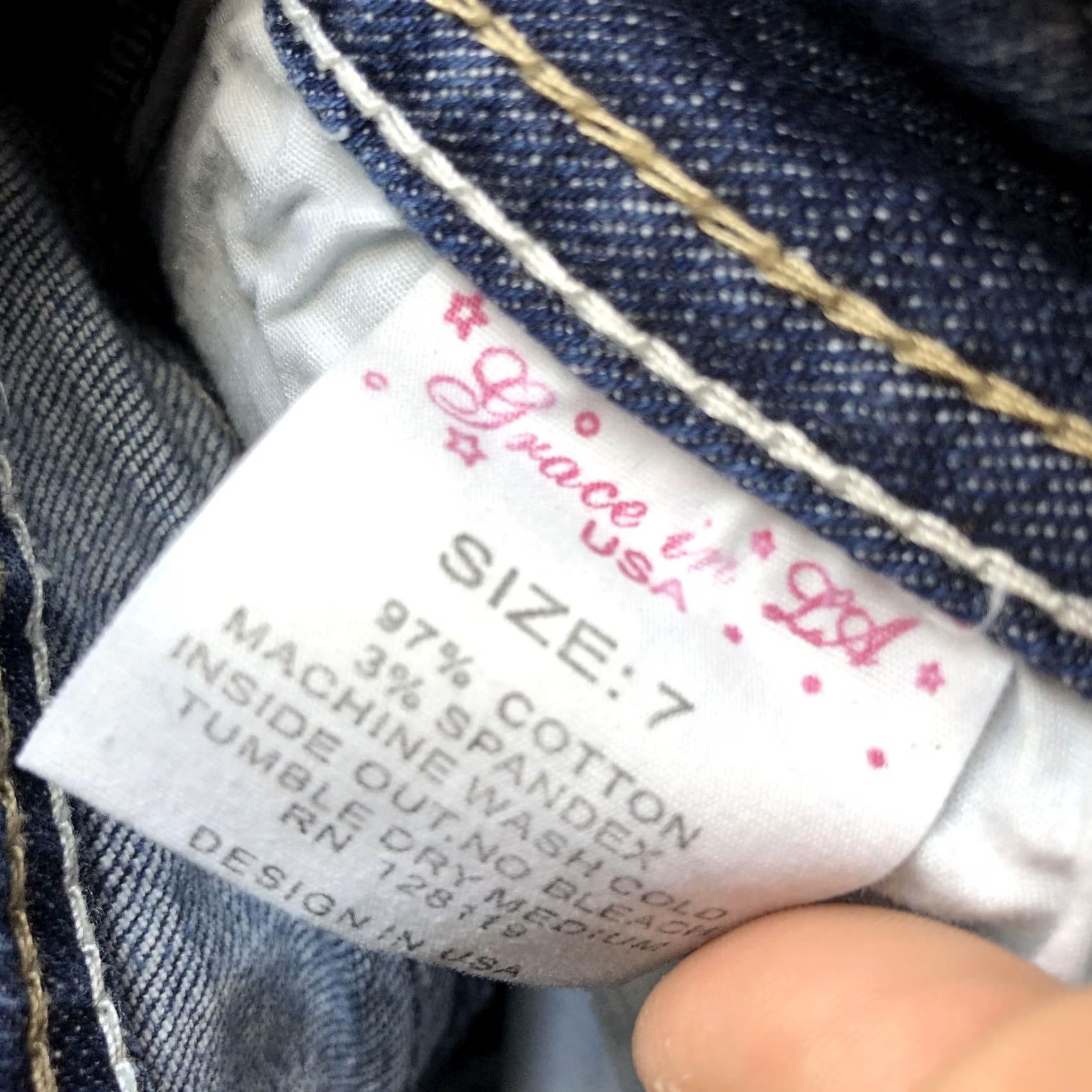 Grace in LA Grace In LA Y2K Jeans Juniors 7 Blue Bootcut Embroidered Rhinestone Distressed Denim Jeans Size 28" / US 6 / IT 42 - 6 Thumbnail