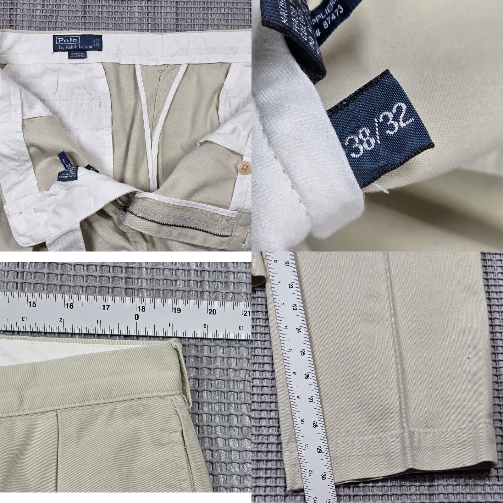Polo Ralph Lauren VINTAGE Polo Ralph Lauren Khaki Beige Cotton Pleated Chino Pants 38x30 Men 90s N/A? Size US M / EU 48-50 / 2 - 8 Thumbnail
