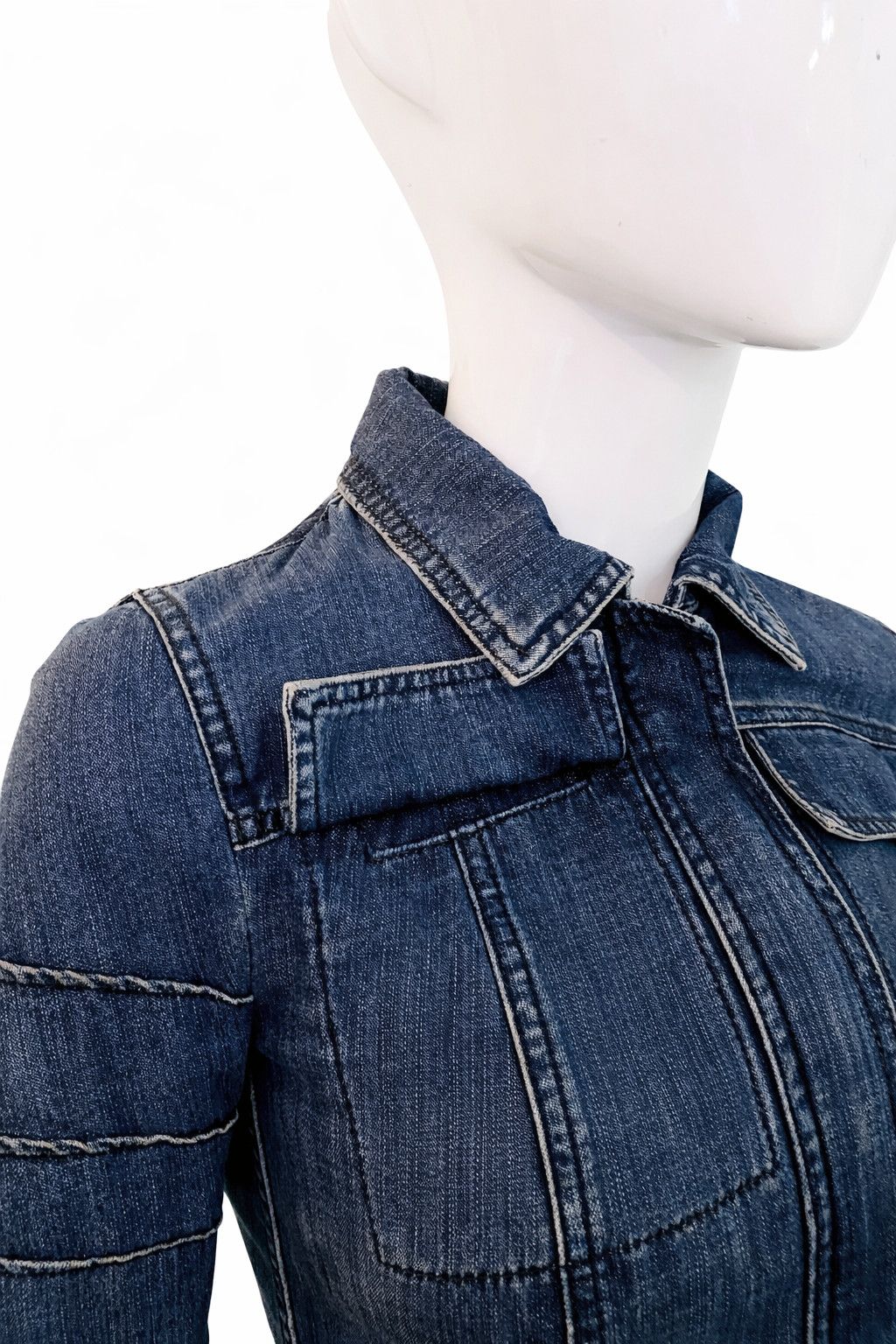 plein sud Plein Sud Sculpted Structured Seam Denim XS Small Jacket Size XS / US 0-2 / IT 36-38 - 7 Thumbnail