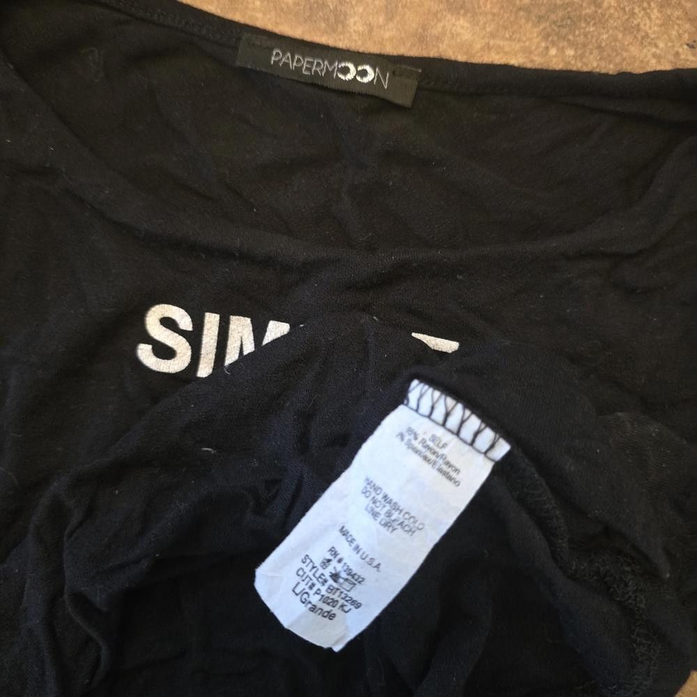 Designer Black Simple Papermoon Cropped Short Sleeve Size L / US 10 / IT 46 - 3 Thumbnail
