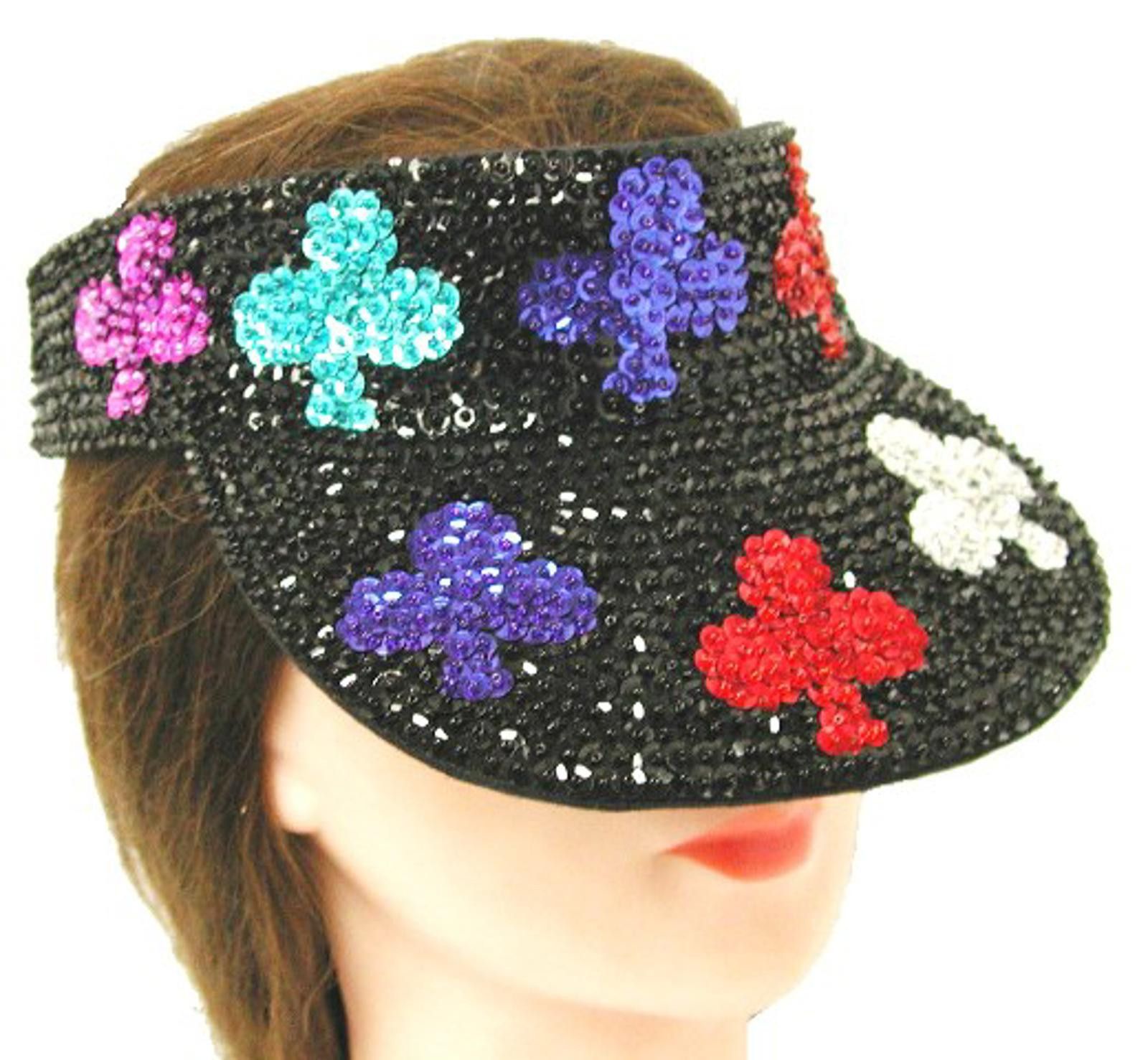 Designer Sequin Sun Visor Black clubs Size ONE SIZE - 1 Preview